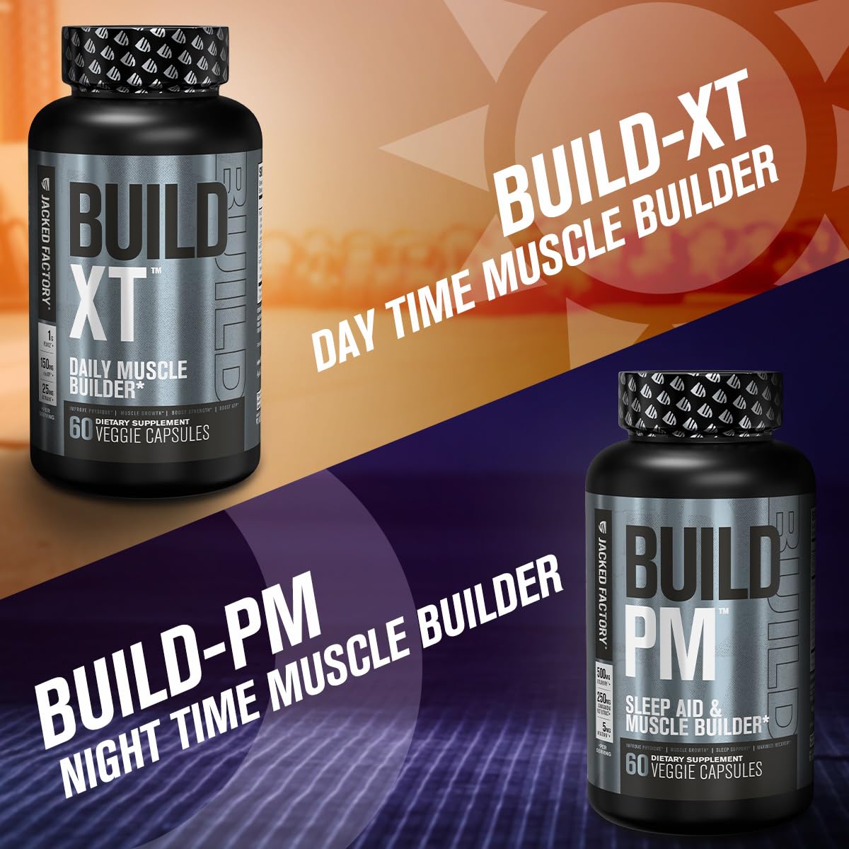 Jacked Factory AM & PM Muscle Building Stack - N.O. XT, Build XT, & Build PM Jacked Factory buy supplements canada