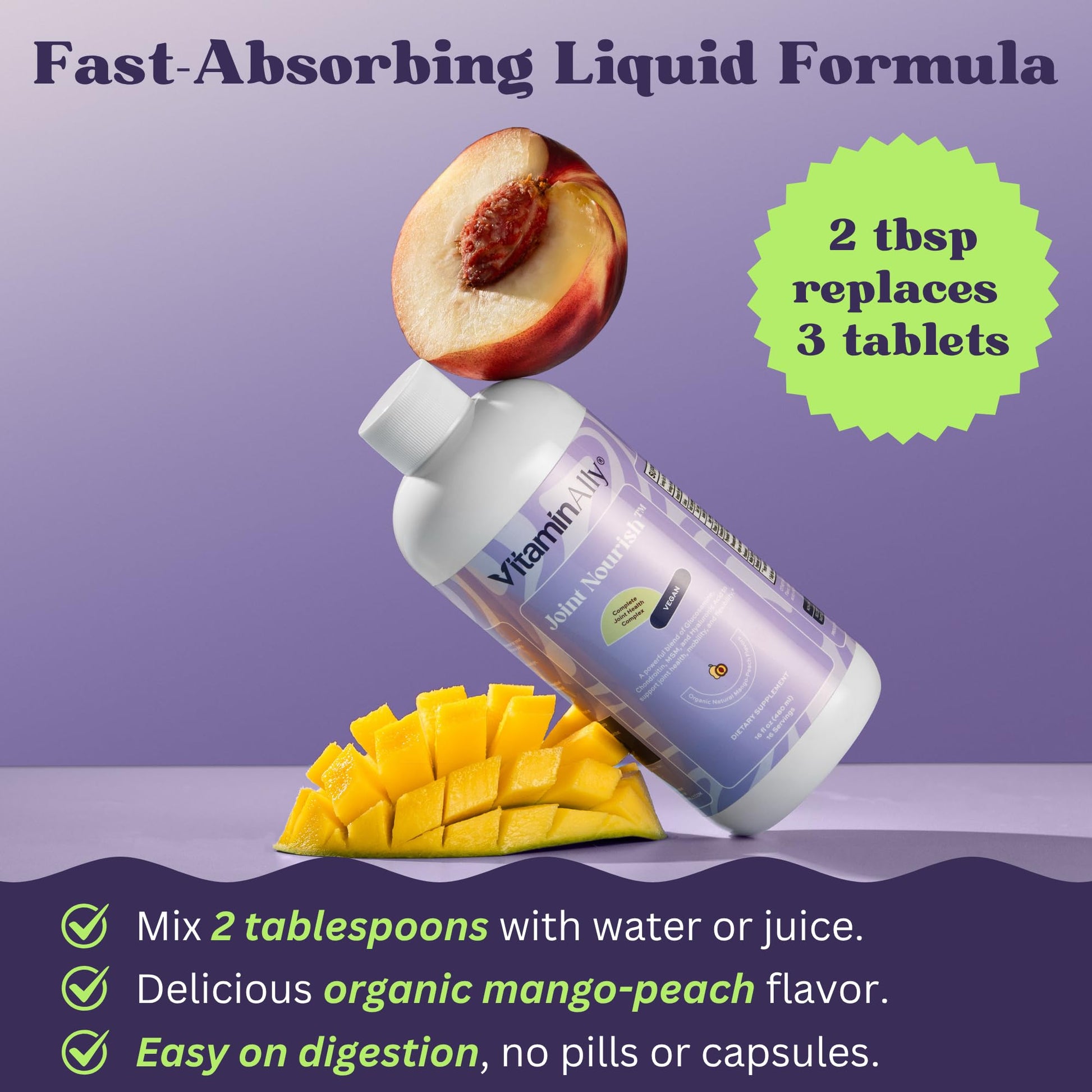 Joint Nourish – 100% Vegan Liquid Joint Supplement | Vegan Glucosamine, Chondroitin, MSM, Hyaluronic Acid & Vitamin C | Mango-Peach | Supports Joint Mobility, Cartilage & Skin | Sugar-Free,16 Servings Vitaminally buy supplements canada