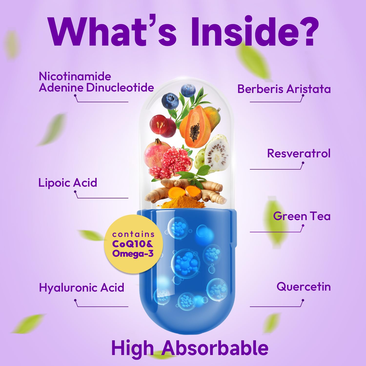 Bualle NAD Supplement, Liposomal NAD Resveratrol Supplement Contains Berberine, Alpha Lipoic Acid,Hyaluronic Acid & Quercetin - Joint Function& Support Anti-Aging,NMN Alternative -120 Capsules Bualle buy supplements canada