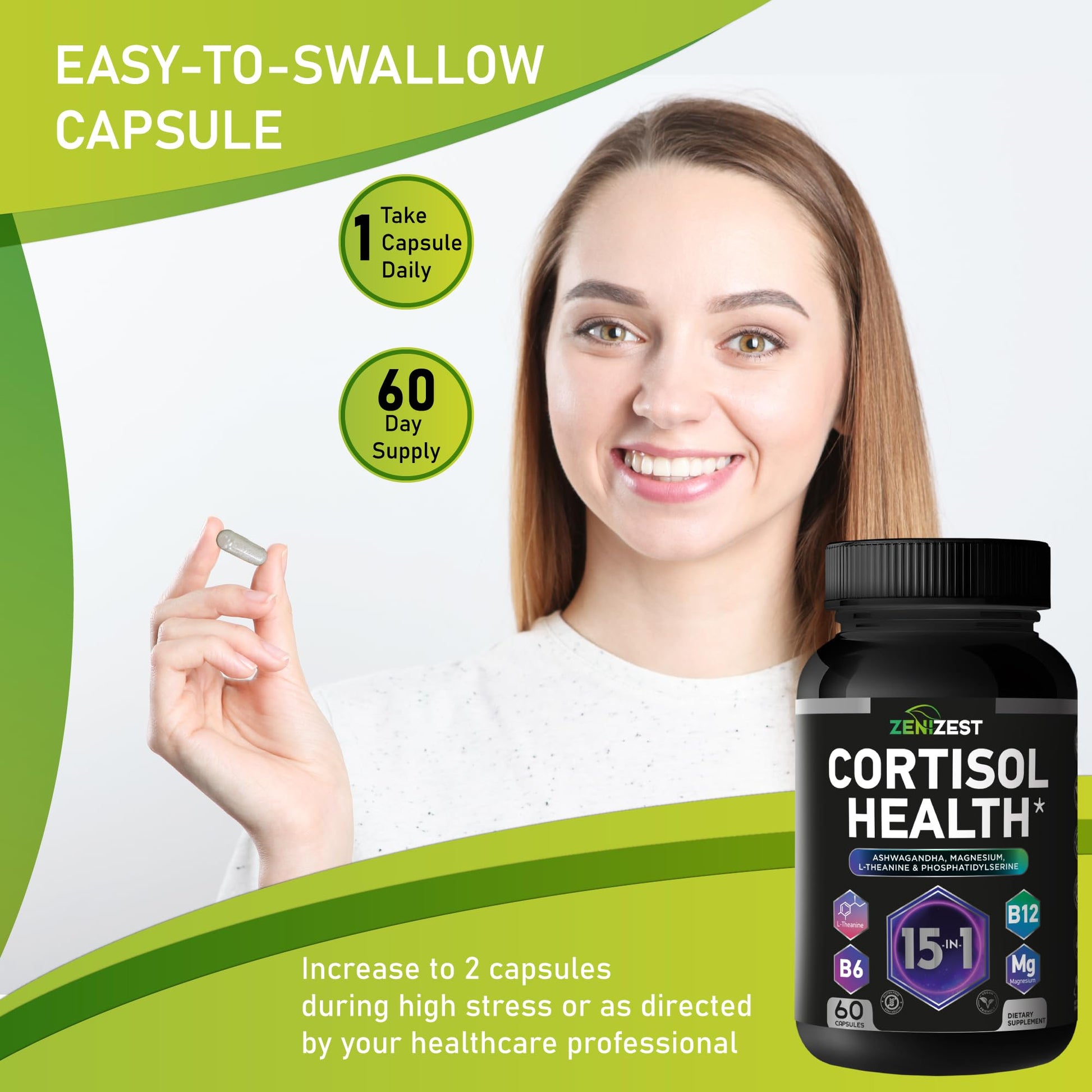 Cortisol Detox Supplement for Women Men - Control & Lower High Cortisol Level - Adrenal Health Balance Cleanse Sleep Stress Support - Magnesium Ashwagandha L-Theanine Cortisol Blocker Reducer ZeniZest buy supplements canada