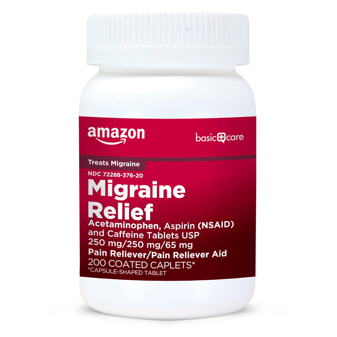Amazon Basic Care Migraine Relief Acetaminophen, Aspirin (NSAID) and Caffeine Tablets, Pain Reliever/Pain Reliever Aid, 200 Count Amazon Basic Care buy supplements canada