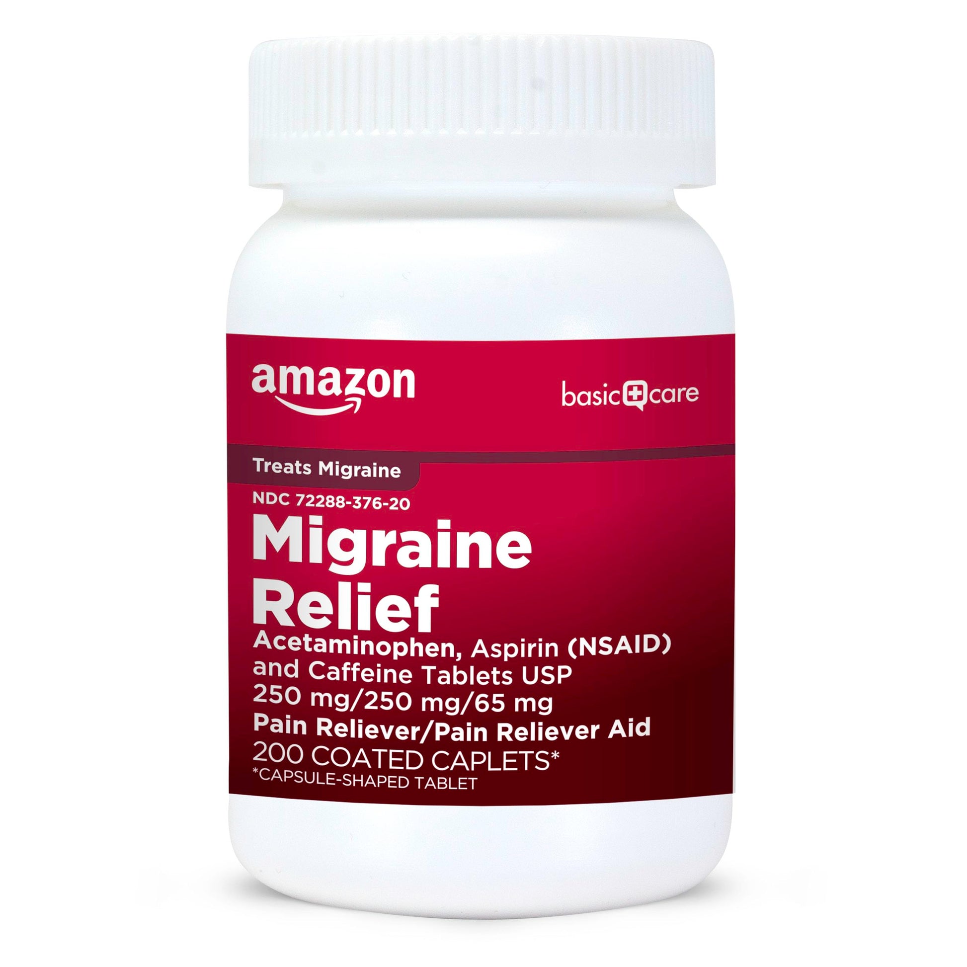 Amazon Basic Care Migraine Relief Acetaminophen, Aspirin (NSAID) and Caffeine Tablets, Pain Reliever/Pain Reliever Aid, 200 Count Amazon Basic Care buy supplements canada