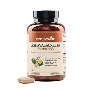 NatureWise Ashwagandha for Stress - With KSM-66 Extract, GABA, L-Theanine, Rhodiola Rosea - Herbal Mood & Sleep Support - Vegan, Non-GMO, Gluten-Free - 60 Capsules[1-Month Supply] NatureWise buy supplements canada