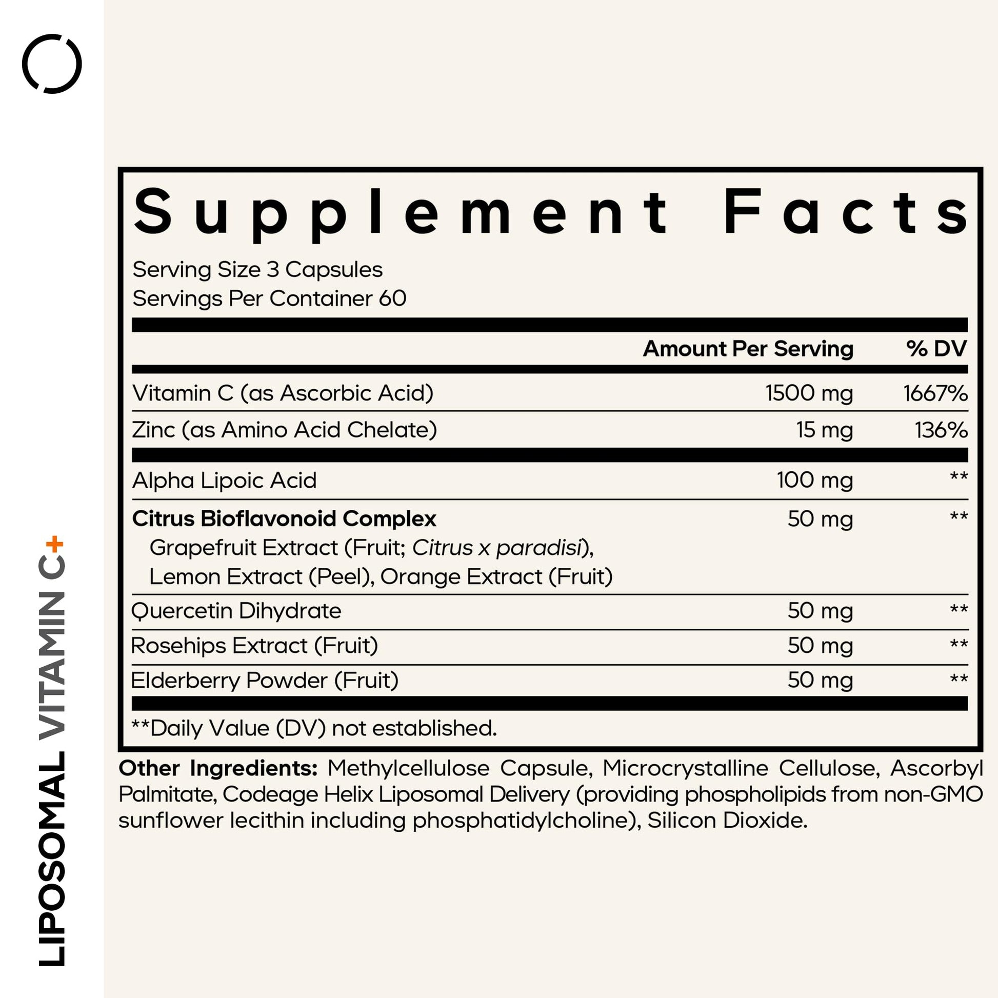 Codeage Liposomal Vitamin C 1500mg with Zinc, Elderberry, Citrus Bioflavonoids Grapefruit, Lemon, Orange Powder, Quercetin & Rose Hips Fruit – Vegan Supplement - Non-GMO, Vegan Pills, 180 Capsules Codeage buy supplements canada