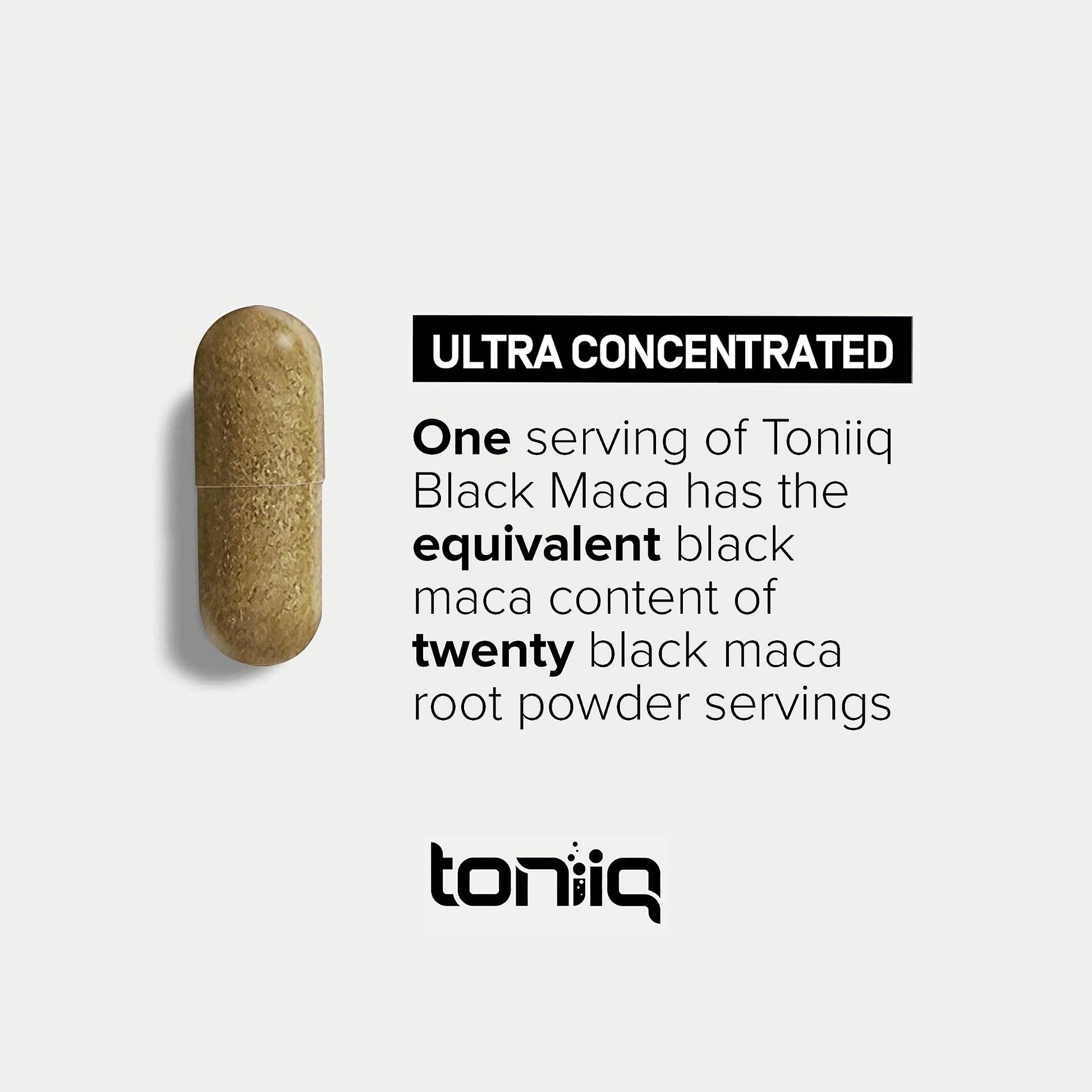 Toniiq Black Maca Root - Ultra High Potency 20:1 Extract - Single Origin, Wildcrafted & Highly Concentrated - Third-Party Lab Tested - 120 Capsules Toniiq buy supplements canada