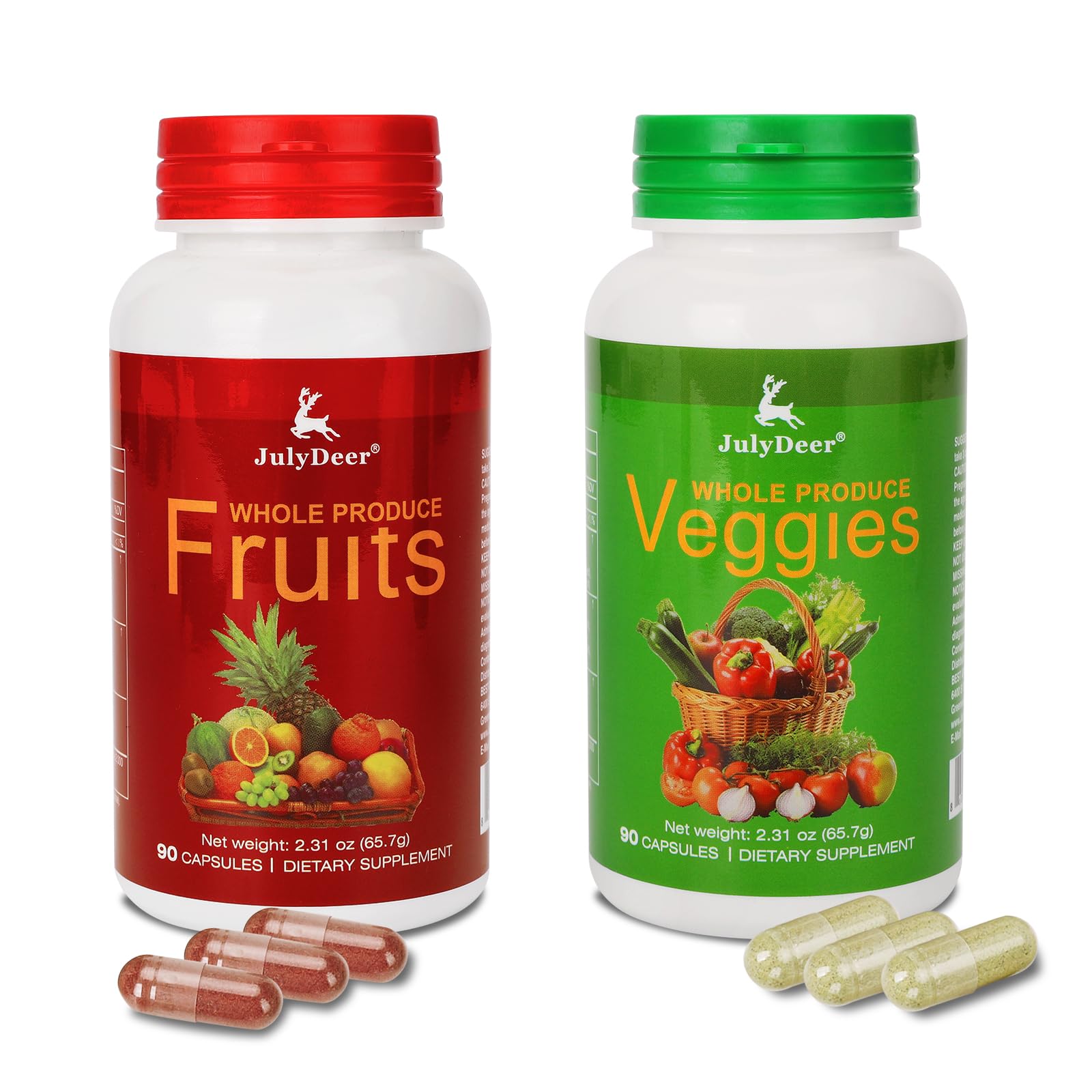 Fruit and Veggies Supplement Ingredients Natural – 2 Bottles 180 Total Vegetarian Capsules | Balance of Natural 16+18 Whole Fruits & Veggies Blend | Fresh Superfood Formula with Vitamins and Minerals JulyDeer buy supplements canada