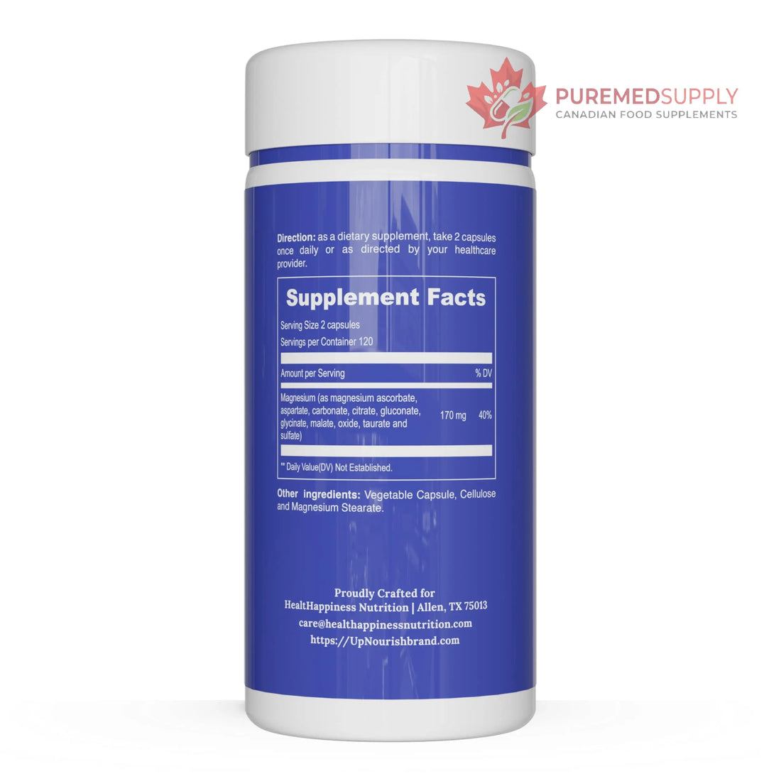 UpNourish Magnesium Supplement - 10 in 1 Magnesium Complex - Full Spectrum Magnesium Mineral Supplements with Glycinate, Citrate, Taurate, Malate, Carbonate, Oxide and More, 240 Vegan Capsules UpNourish buy supplements canada