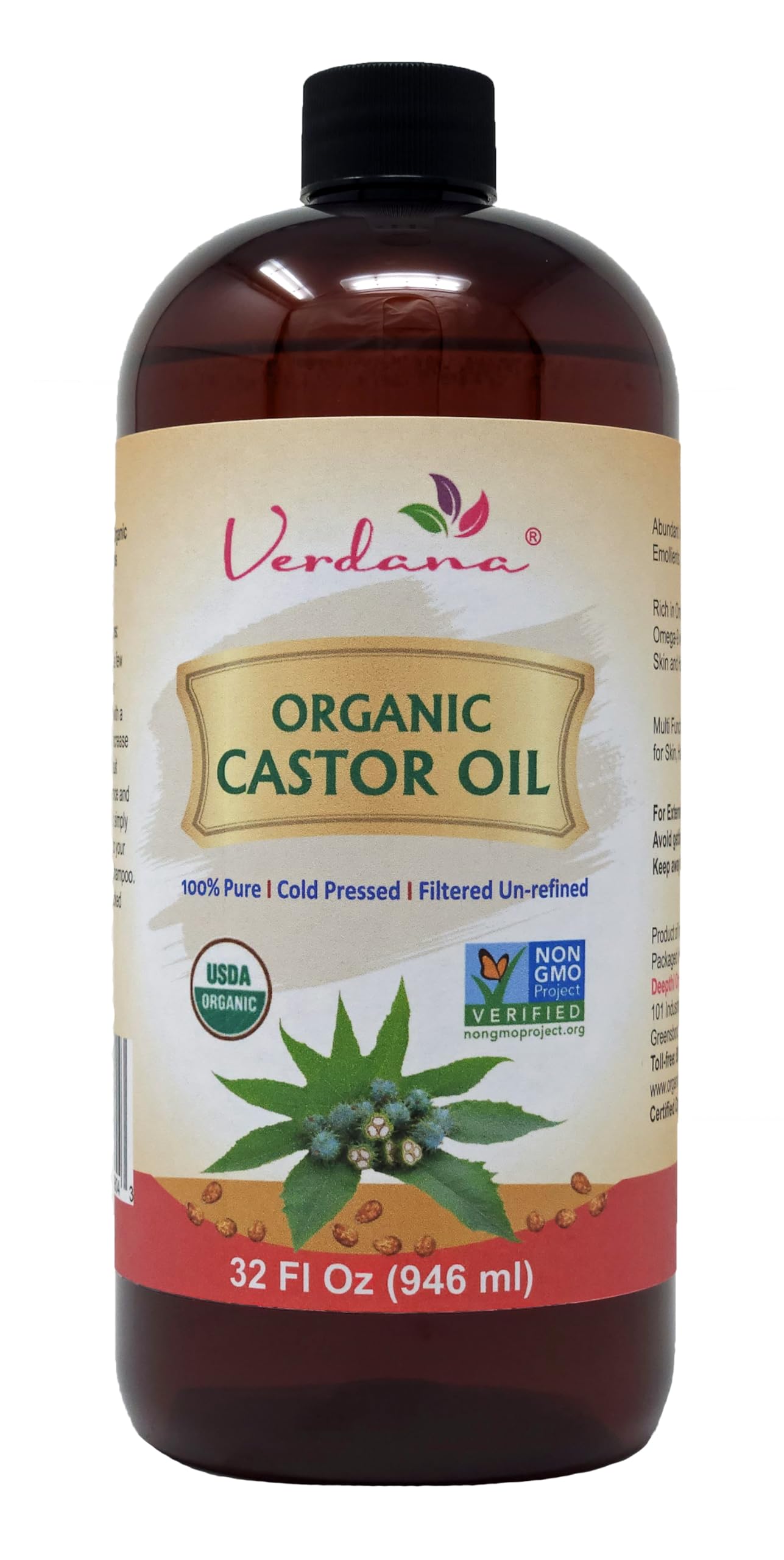 Verdana Organic Castor Oil – USDA Certified Organic – Cold Pressed, Unrefined, 100% Pure and Hexane Verdana buy supplements canada