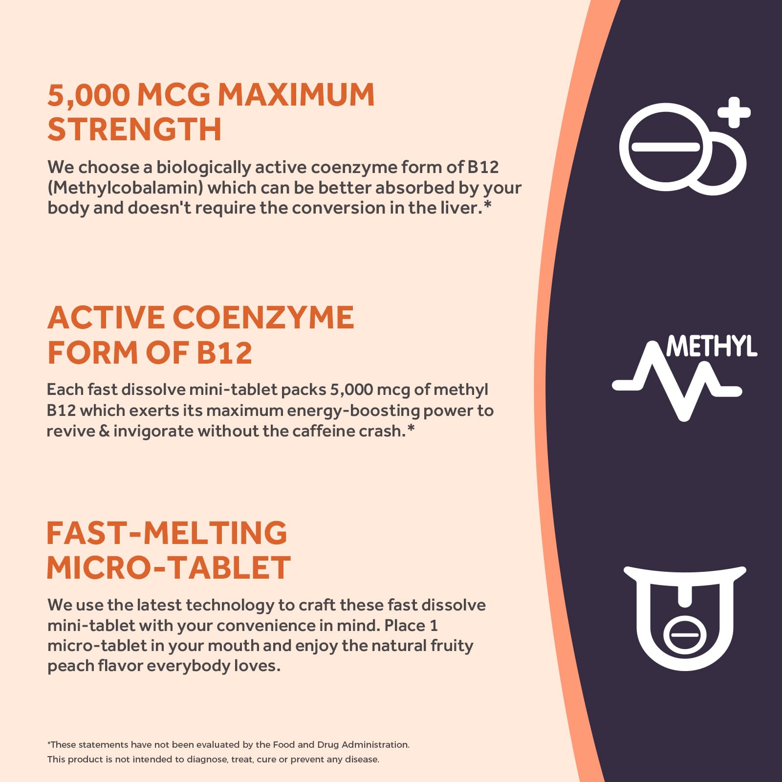 Doctor's Recipes Vitamin B12, Methylcobalamin 5000 mcg 90 Fast Dissolve Tablets, Natural Peach Flavor, Vegan Methyl, Energy Metabolism & Nervous System Doctor's Recipes buy supplements canada