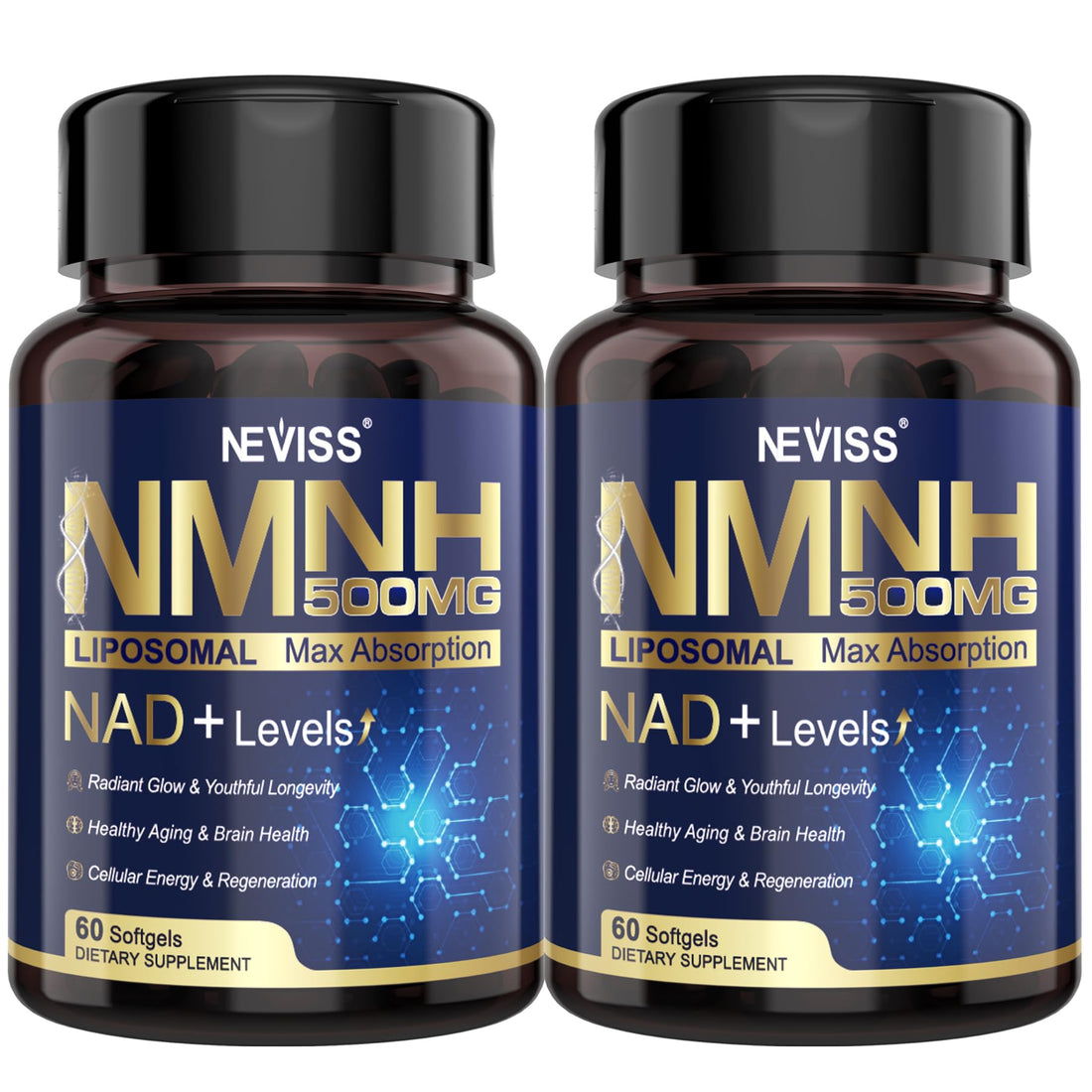 2Pack NAD+ Supplement, Next-Gen NMNH Liposomal 500mg, NR NMN Supplement Alternative, High Absorption NAD+ with Curcumin, Niacinamide for Cellular Energy, DNA Repair, Healthy Aging, 120 Softgels NEVISS buy supplements canada