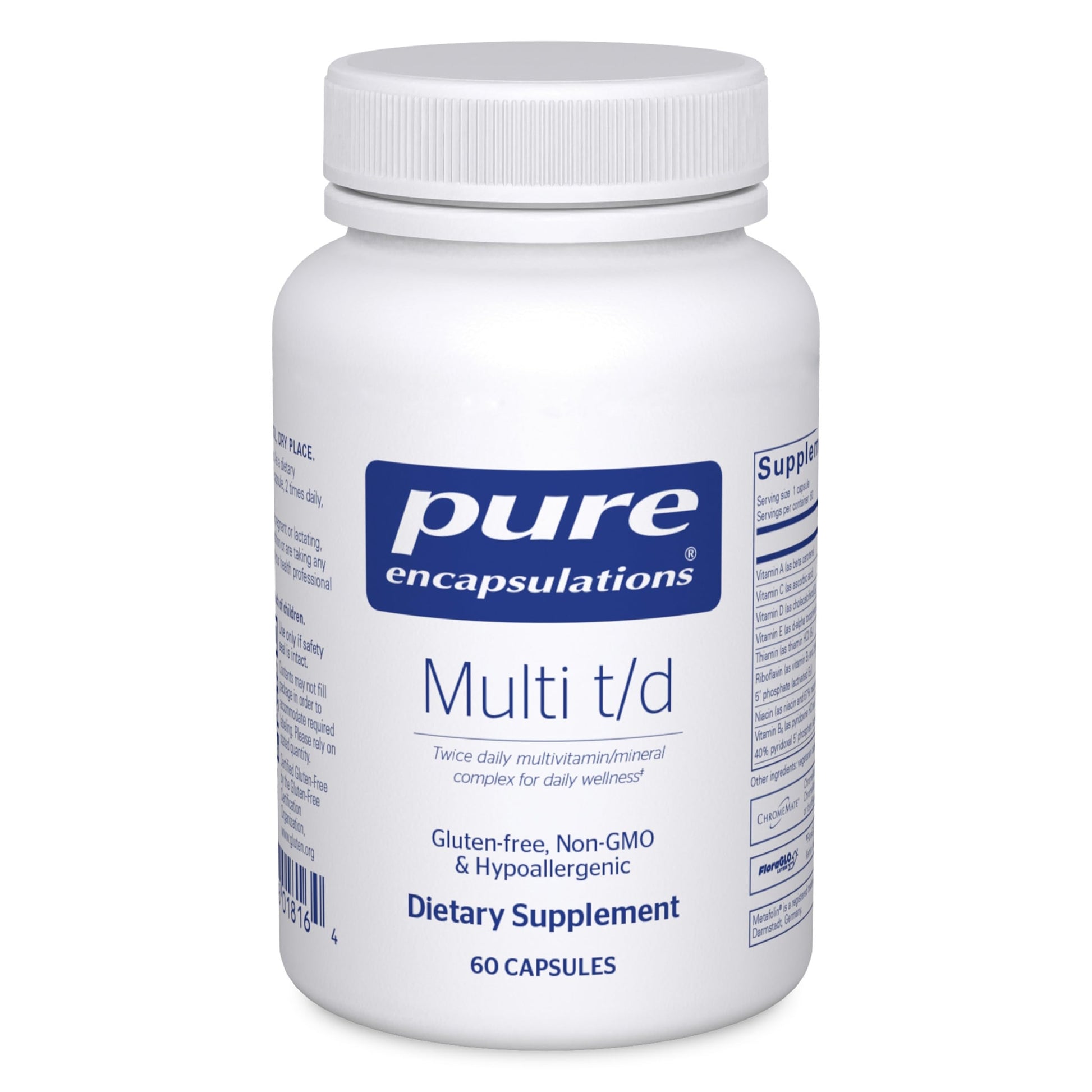 Pure Encapsulations Multi T/D - Multivitamin & Mineral Supplement - for Daily Wellness, Cardiovascular & Immune Health* - Rich in Vitamins & Minerals - Gluten Free & Vegetarian - 60 Capsules Pure Encapsulations buy supplements canada