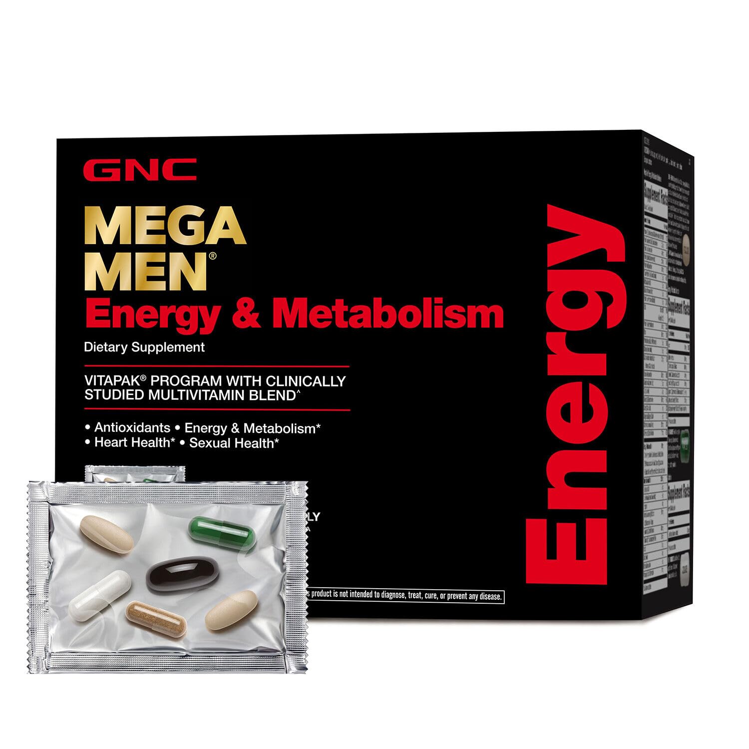 GNC Mega Men Energy and Metabolism Vitapak Program, Convenient, Complete Nutrition, 5 Products in 1 Packet, Calorie Burn, Thermogenic, 300mg Caffeine, 30 Daily Packs GNC buy supplements canada