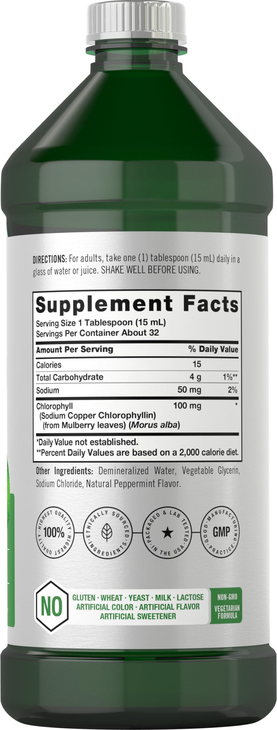 Chlorophyll Liquid Drops 100mg | 32 oz (2 x 16 oz Bottles) | Natural Peppermint Flavor Horbäach buy supplements canada