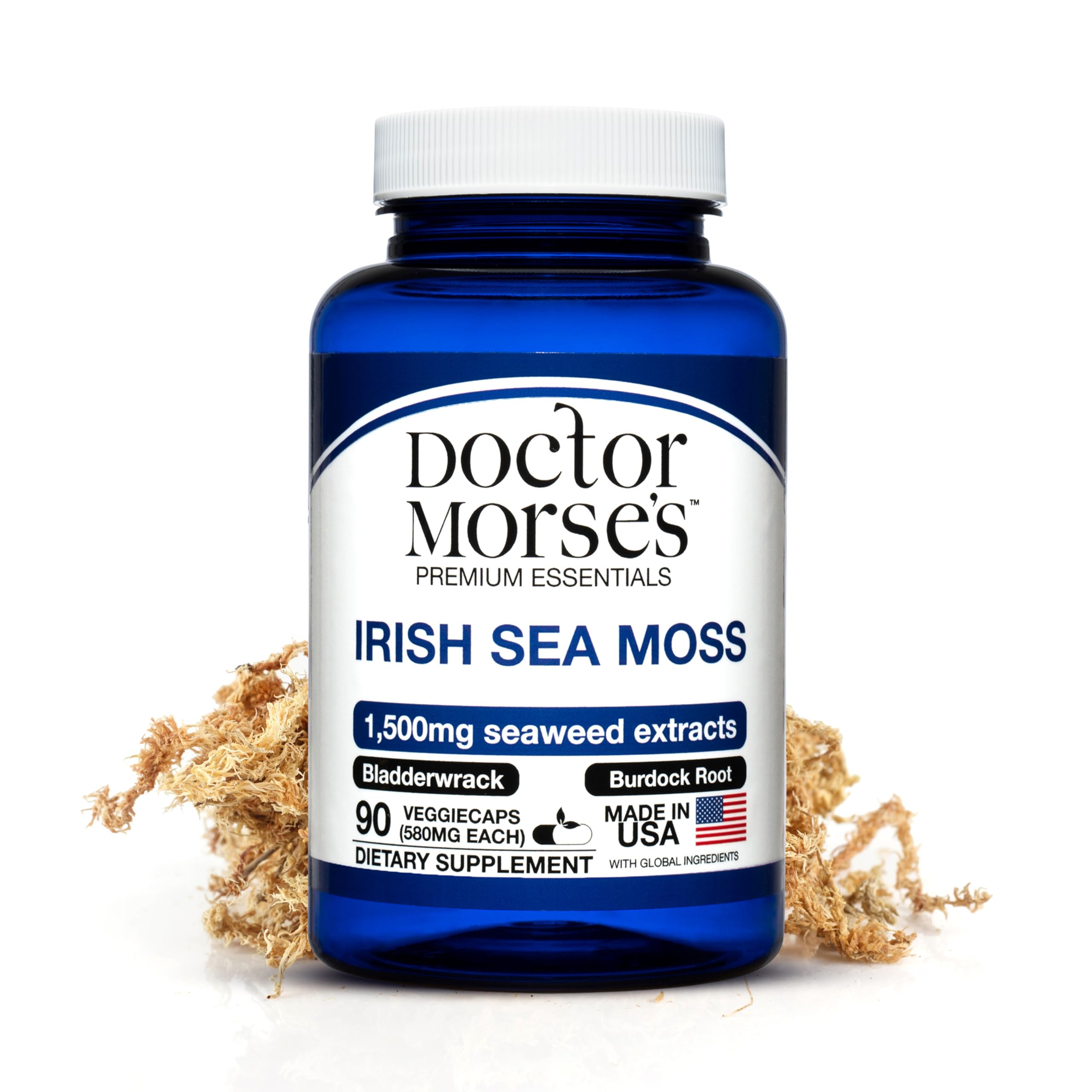 Irish Sea Moss Advanced Supplement Capsules 1500mg, Ultra Potent Seamoss Advanced with Bladderwrack & Burdock Root, Made in FDA-Registered, NSF-Certified Facility, Overall Health Support, 90 Capsules Doctor Morse's buy supplements canada