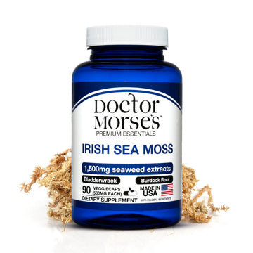 Irish Sea Moss Advanced Supplement Capsules 1500mg, Ultra Potent Seamoss Advanced with Bladderwrack & Burdock Root, Made in FDA-Registered, NSF-Certified Facility, Overall Health Support, 90 Capsules Doctor Morse's buy supplements canada