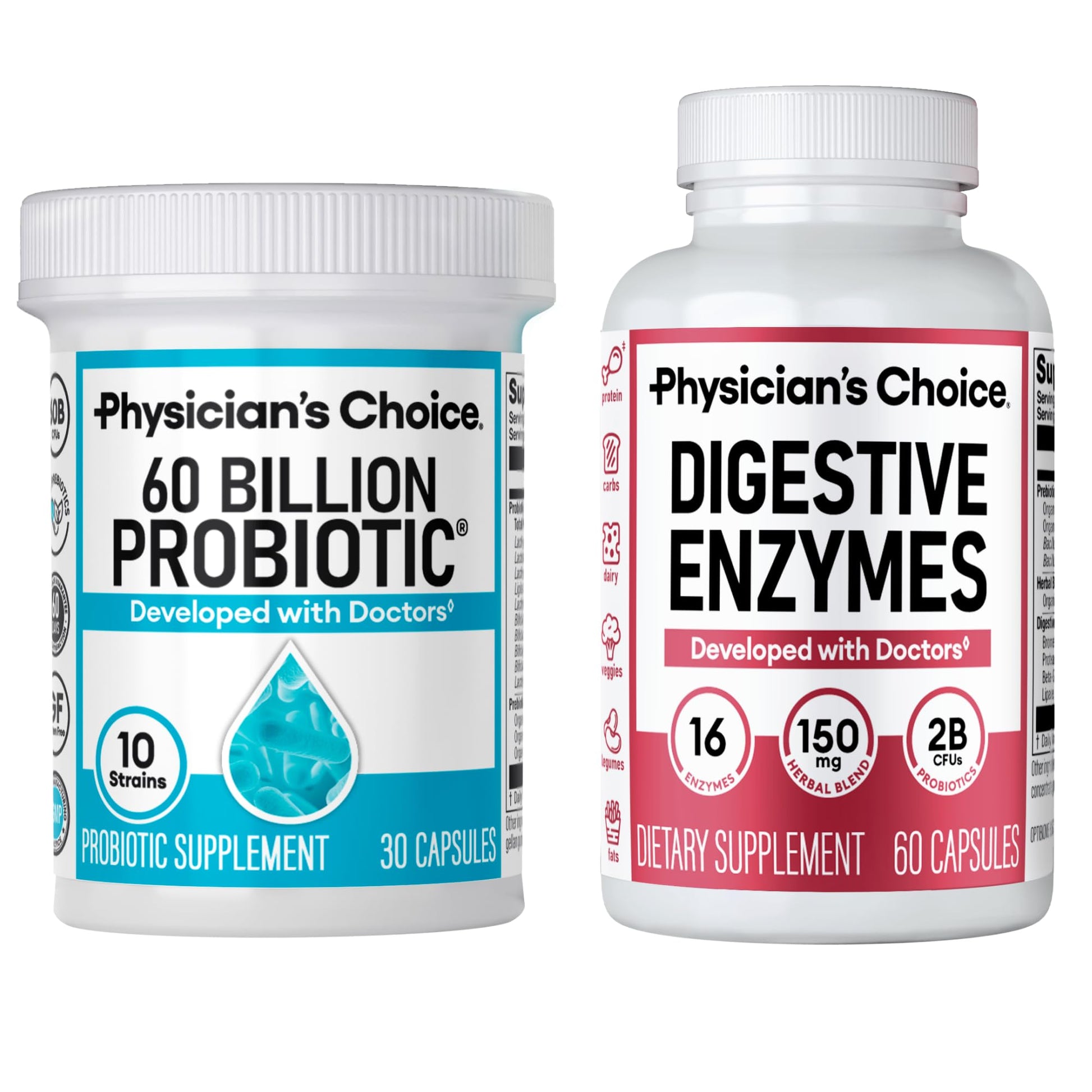 Physician's CHOICE Advanced Gut Health Bundle: 60 Billion Probiotics 30ct + Digestive Enzymes 60ct for Digestive, Gut, and Immune Health Supports Occasional Constipation, Diarrhea, Gas, and Bloating Physician's CHOICE buy supplements canada