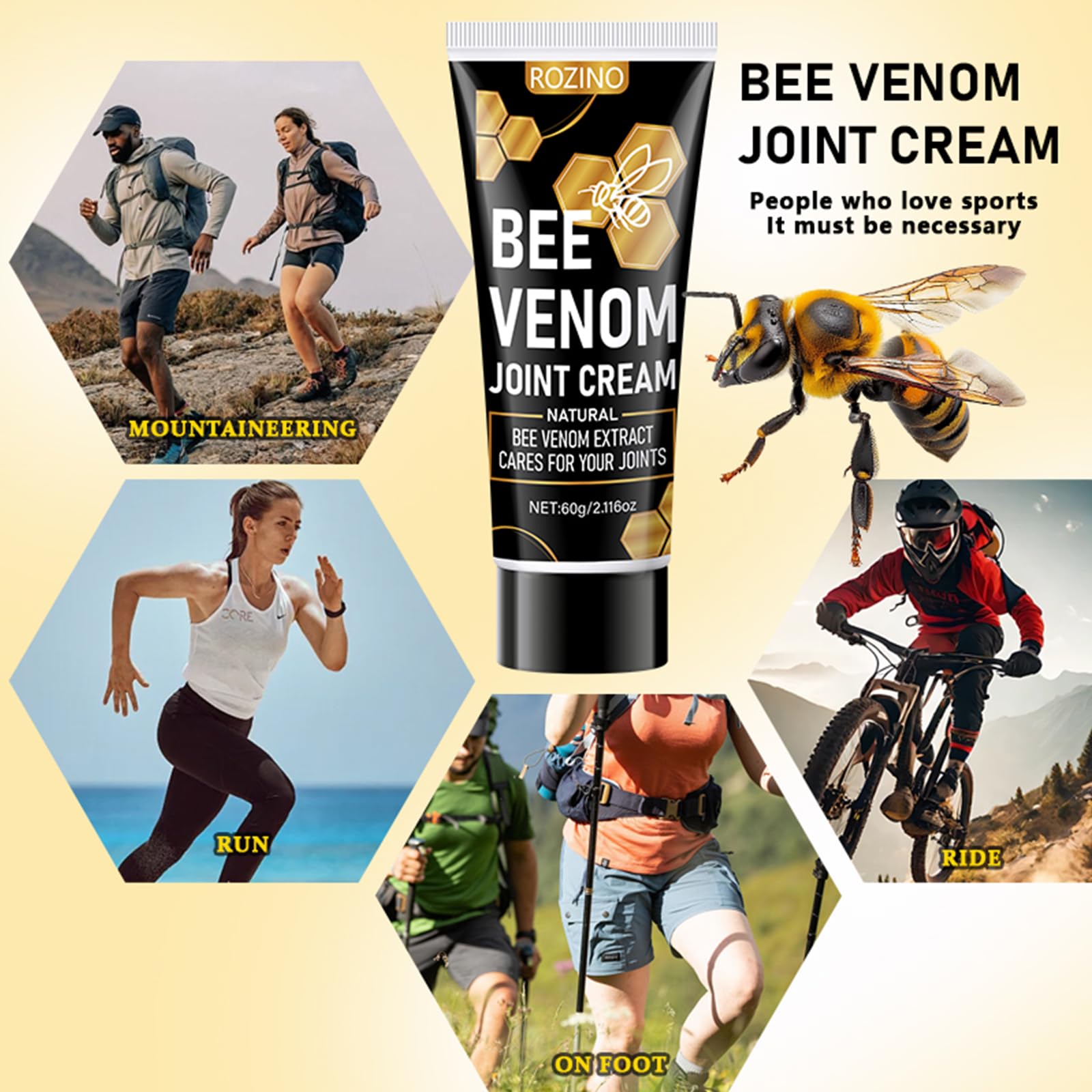 Bee Venom Joint Cream for Knees & Joints - Lightweight Moisturizing Cream for Dry Skin, Fast Absorbing & Non-Greasy Formula - Supports Comfortable Movement (2.116OZ) Generic buy supplements canada