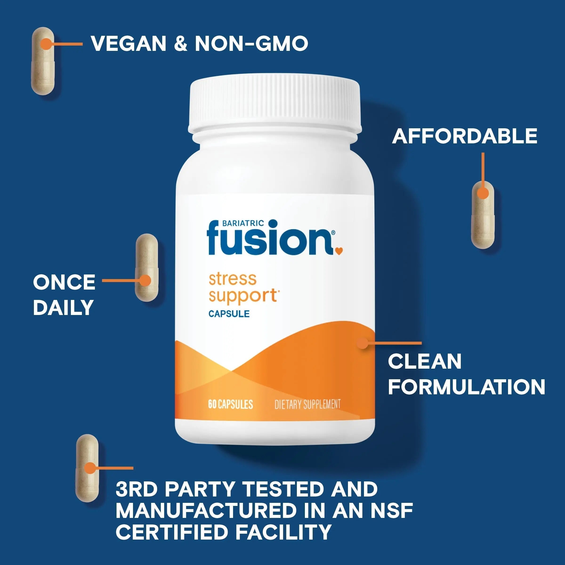 Bariatric Fusion Stress Support* | Vegan Supplement with Magnesium and Ashwagandha | Daily Vitamin for Women and Men | Bariatric Fusion buy supplements canada