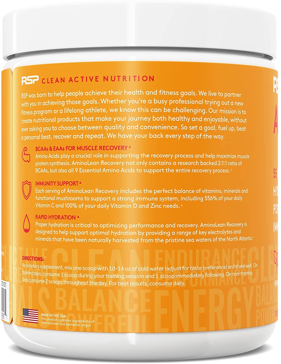 RSP AminoLean Recovery - Post Workout BCAAs Amino Acids Supplement + Electrolytes RSP NUTRITION buy supplements canada