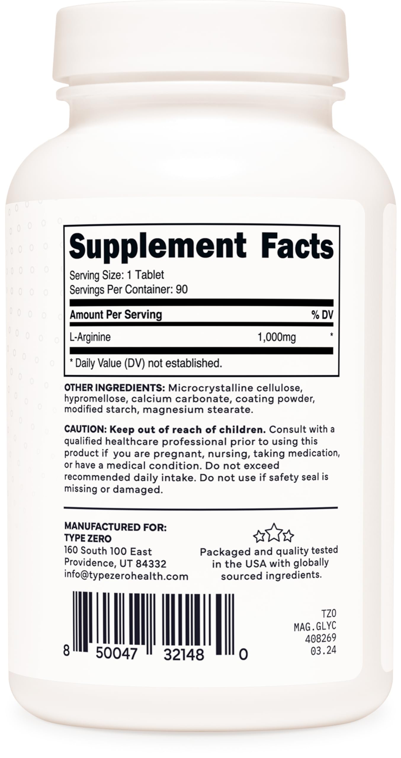 Type Zero L-Arginine 90 Tablets 1,000 mg per Serving - Non-GMO Type Zero buy supplements canada