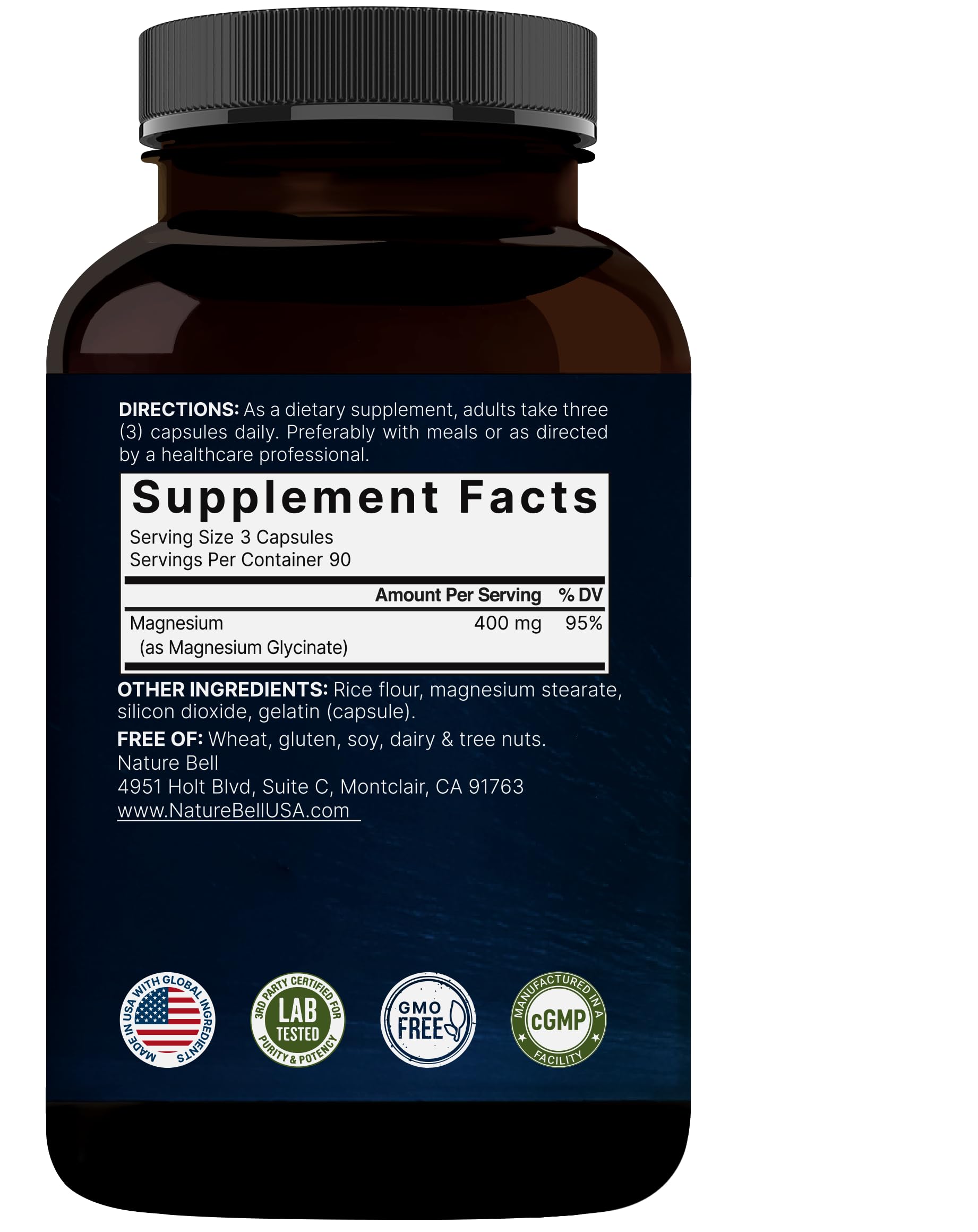 NatureBell Magnesium Glycinate 400mg Elemental, 270 Capsules | 100% Chelated for High Absorption | Supports Muscle, Bone & Heart Health | Non-GMO, Gluten-Free, Vegan NatureBell buy supplements canada
