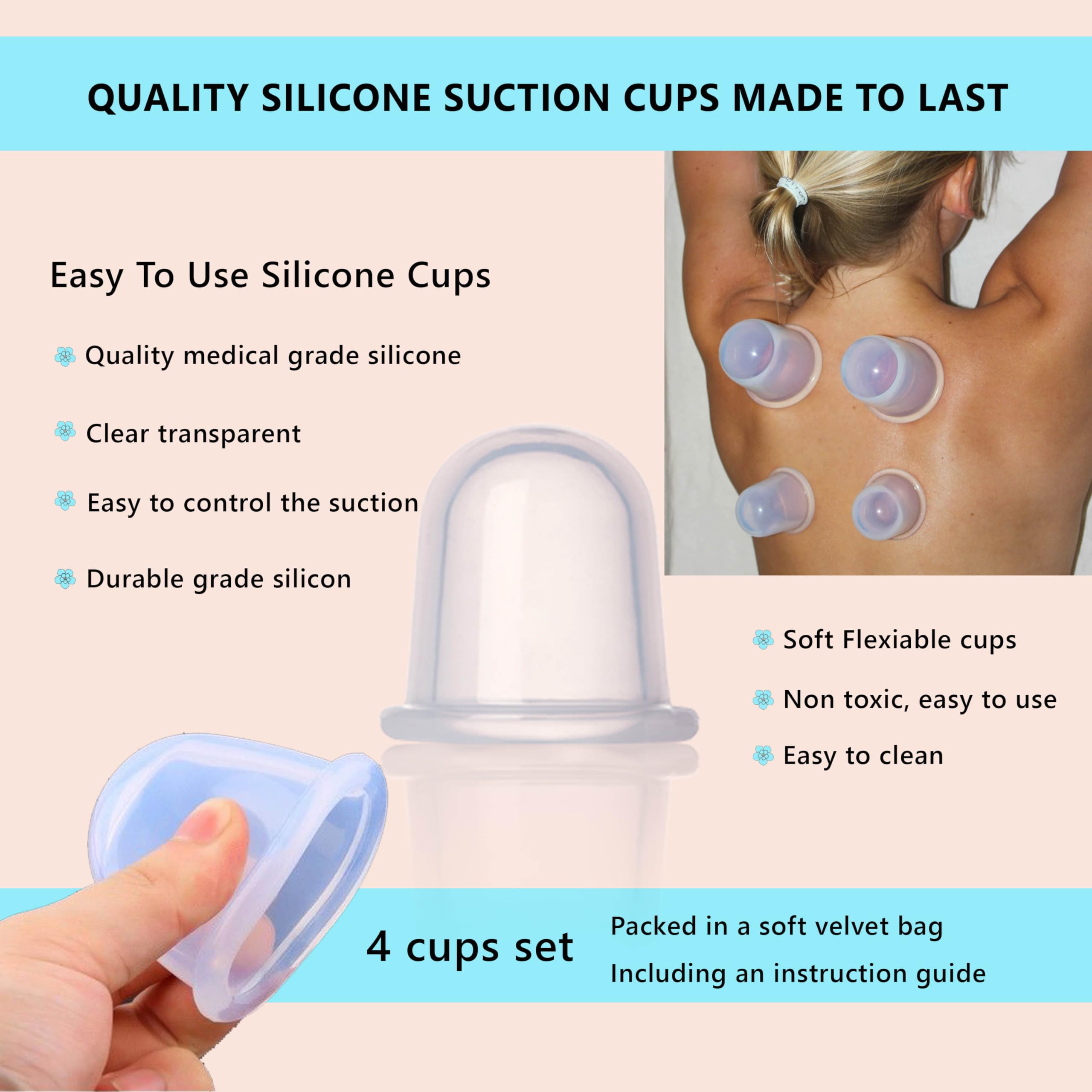 Cupping Kit for Massage Therapy - by DoSensePro, Cupping Set of 6 Professional Silicone Cups DoSensePro buy supplements canada