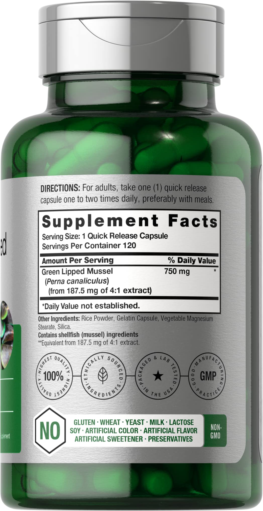 Green Lipped Mussel | 750 mg | 120 Capsules | from New Zealand | Premium Freeze Dried Horbäach buy supplements canada