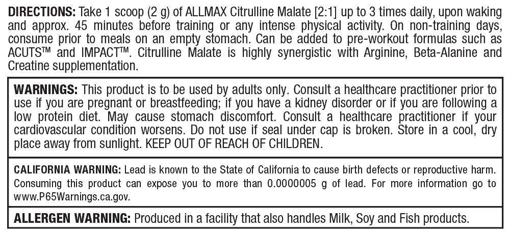 ALLMAX Essentials CITRULLINE MALATE 2:1 - 300 g Powder - Improves Endurance ALLMAX Nutrition buy supplements canada