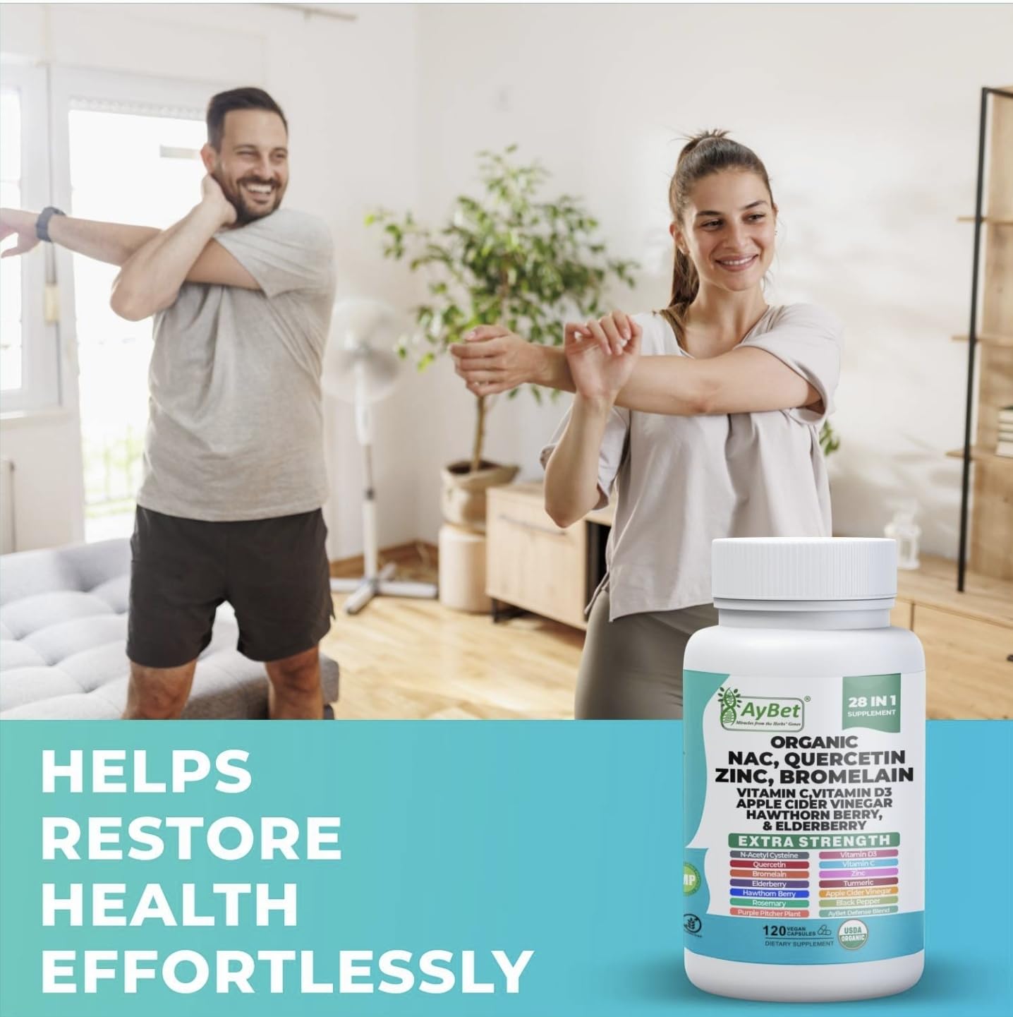 NAC-n-acetyl cysteine- Quercetin Zinc Bromelain Supplement | Extra Strength with Vit C, D3, Apple Cider Vinegar, Elderberry, Hawthorn Berry, Turmeric | Immune Support|120 Vegan Capsules | USDA Organic AyBet buy supplements canada