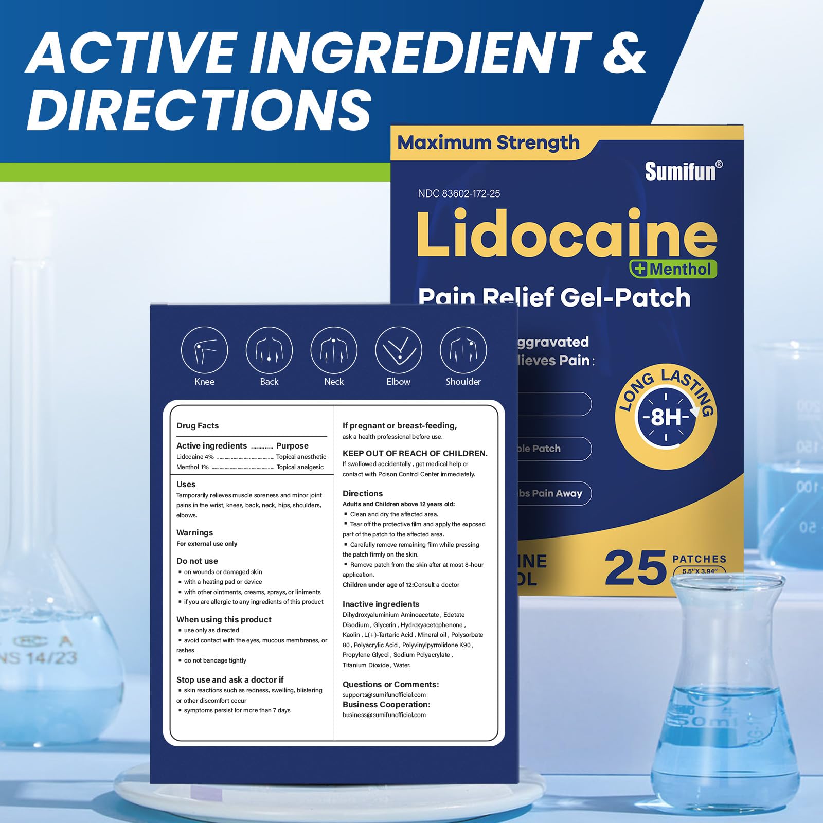 Sumifun Lidocaine Pain Relief Patches - Fast, Targeted Therapy Simple Backache, Soreness, Sprain, Joint Pain with Maximum Strength 4% Lidocaine and 1% Menthol (Large, Count, 25) Sumifun buy supplements canada