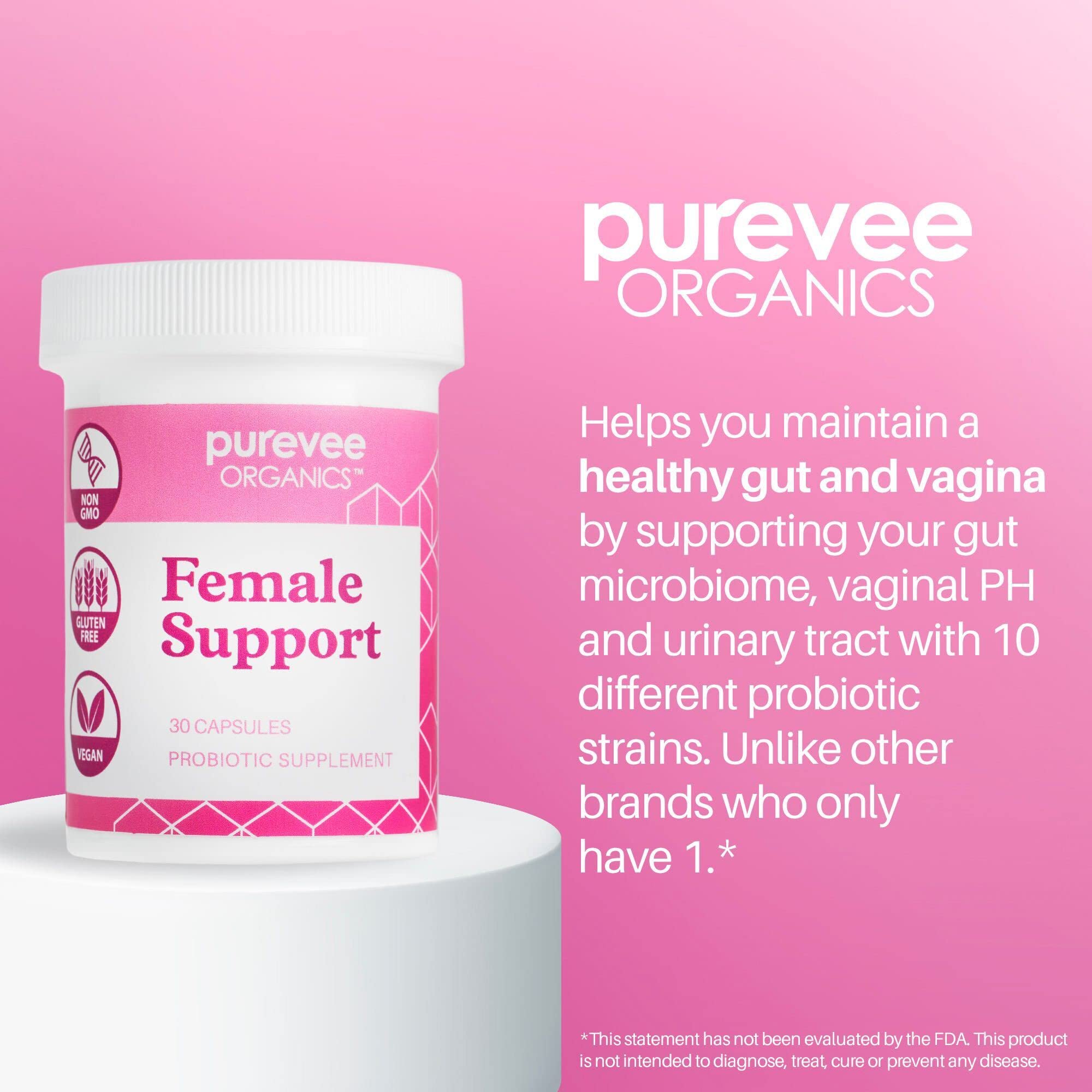 Purevee Organics Vaginal Probiotics for Women, 10 Essential Probiotic Strains, Vaginal + pH Balance Purevee Organics buy supplements canada