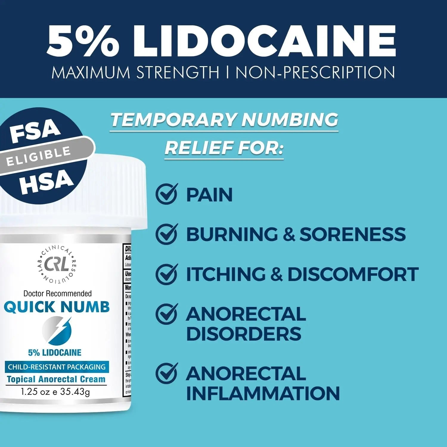 Quick Numb 5% Lidocaine Cream Maximum Strength Liposomal, Fast Itch Burn Pain Relief Cream with Aloe Allantoin Vitamin E, Gentle on Skin Support Healing Hemorrhoid Treatment 1.25 oz Clinical Resolution buy supplements canada