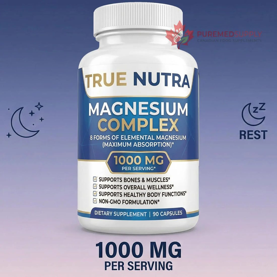 True nutra Magnesium Complex，Advanced 8-in-1 Magnesium Blend，Glycinate, Citrate, Malate, Taurate etc，High Formula，90 Capsules true nutra buy supplements canada