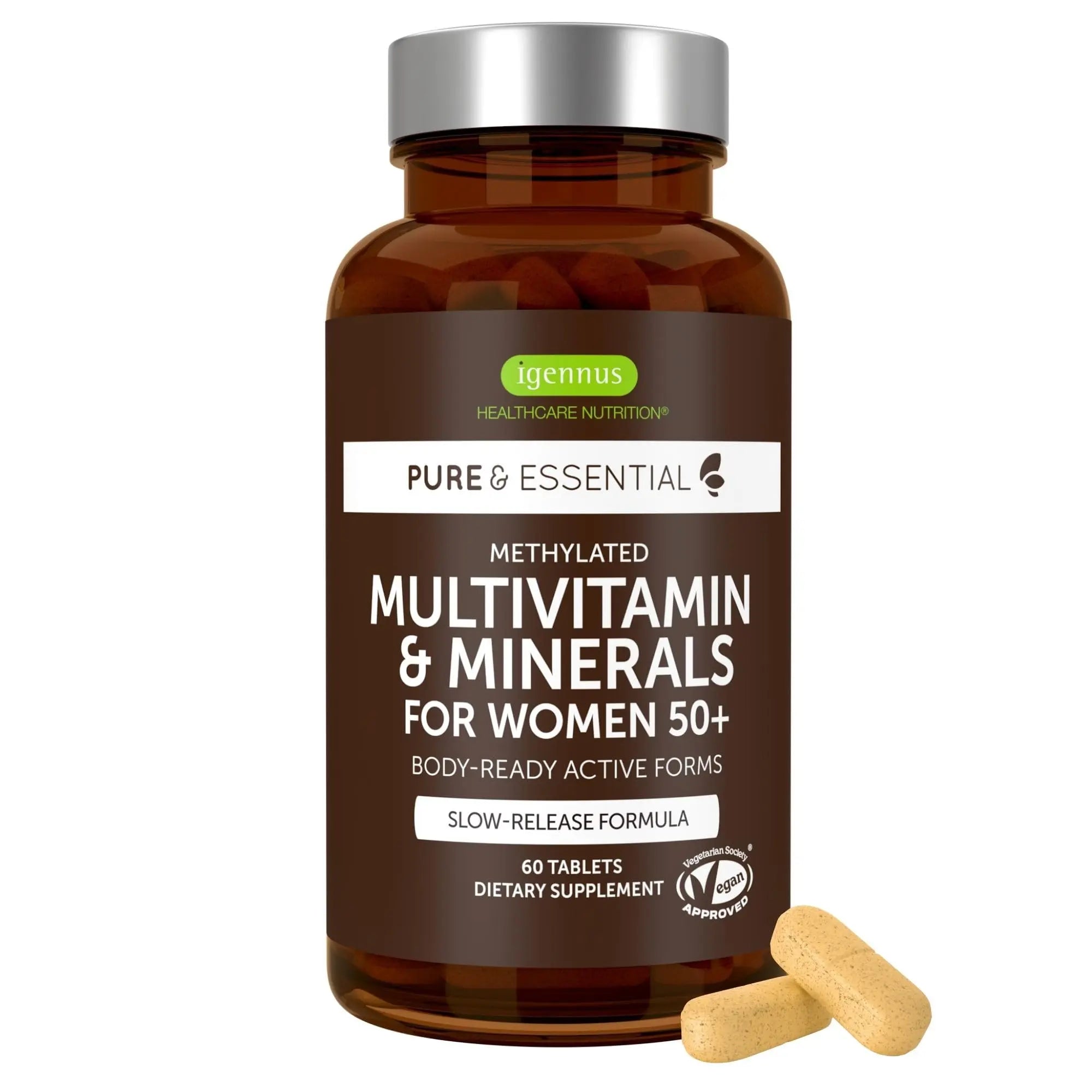 Igennus Methylated Women's 50+ Multivitamin with Calcium & Magnesium, Pure & Clean, All-Day Nutrient Delivery with High-Strength B-Vitamins Igennus Healthcare Nutrition buy supplements canada