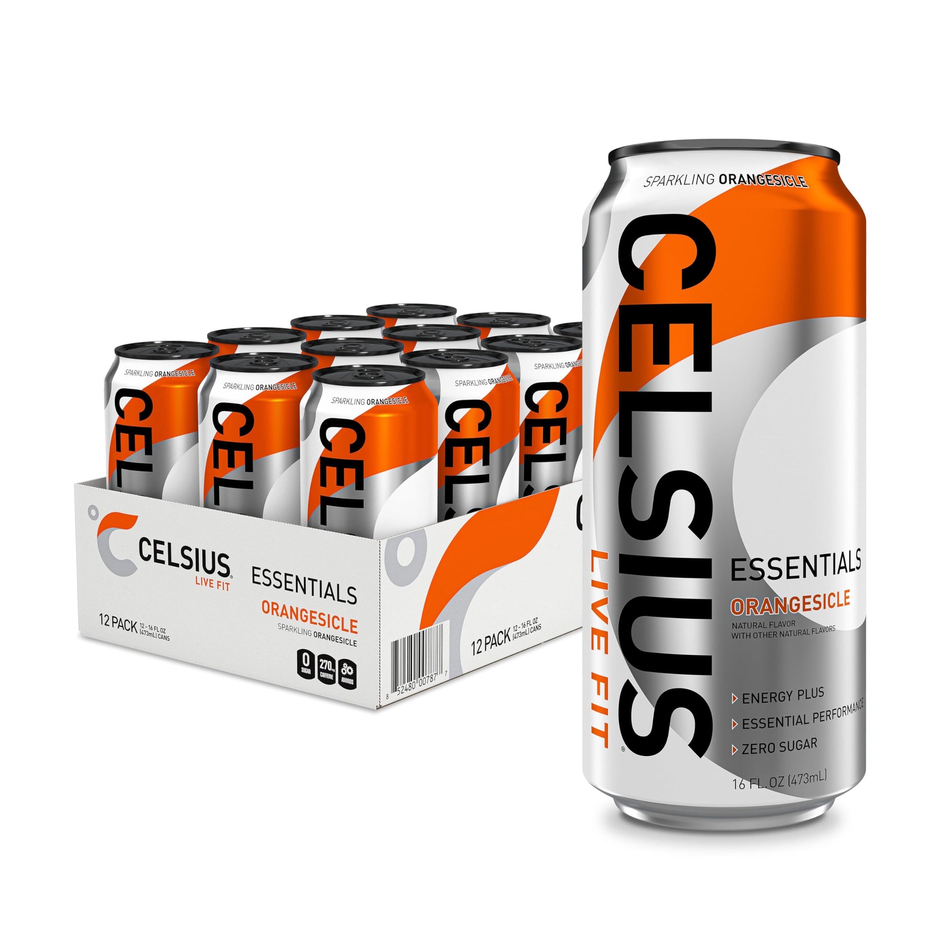 CELSIUS ESSENTIALS, Sparkling Orangesicle, Performance Energy Drink 16 Fl Oz (Pack of 12) CELSIUS buy supplements canada