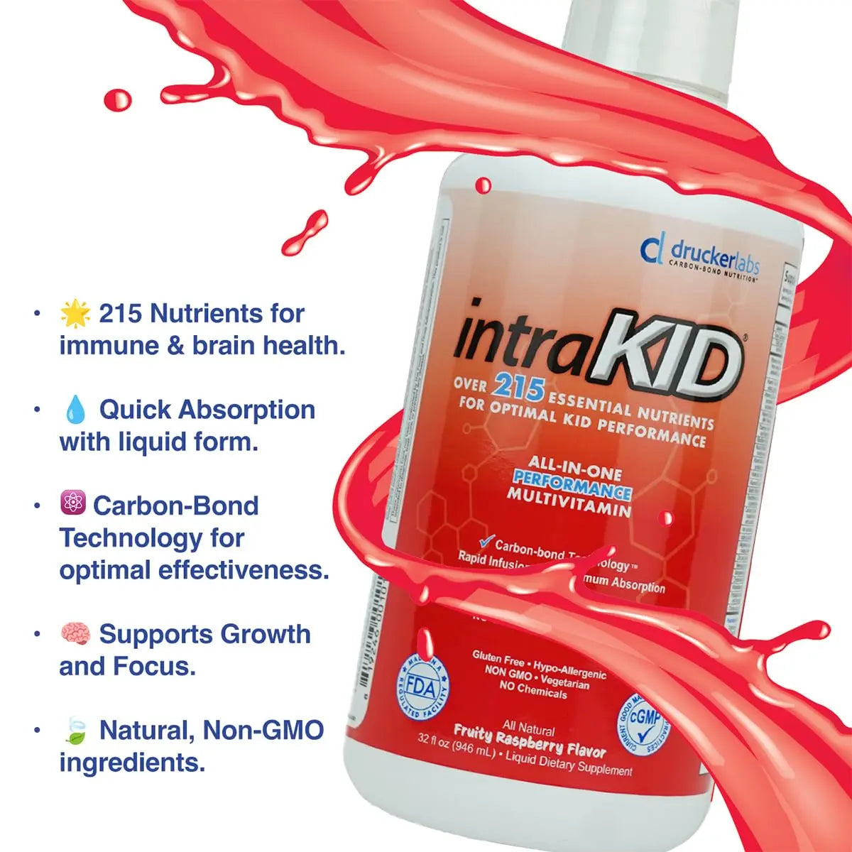 intraKID Drucker Labs Organic Liquid Multivitamin for Kids, Immune Support, Non GMO, Dairy Free, Gluten Free, Magnesium, Vitamin A,C,E, Zinc intraKID buy supplements canada