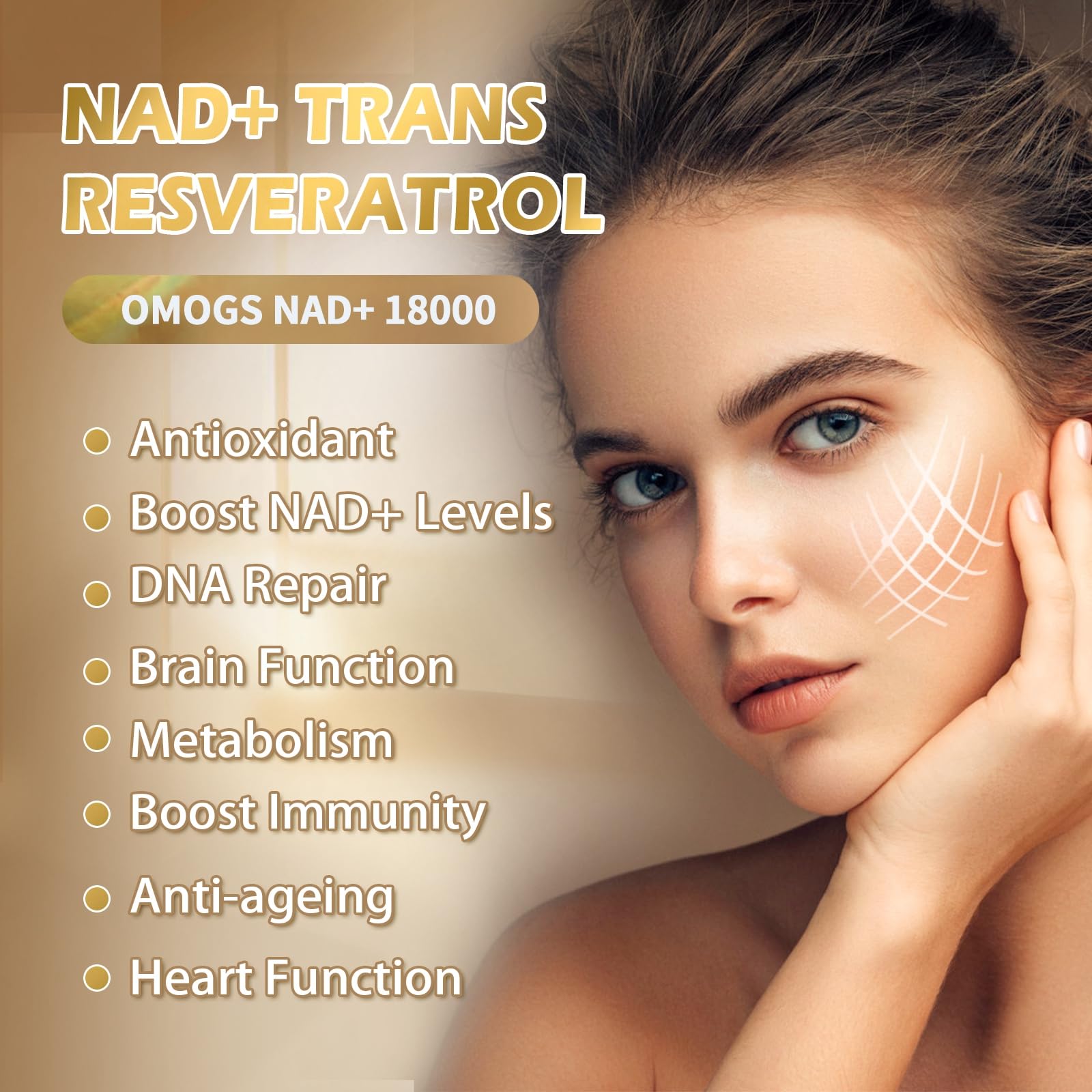 OMOGS NAD+ 300 mg + Trans-Resveratrol 200 mg, Pure NAD Supplement, Max Absorption, Boosting Supplement for DNA Repair, Healthy Aging, Cellular Energy & Longevity, 60 Capsules OMOGS buy supplements canada