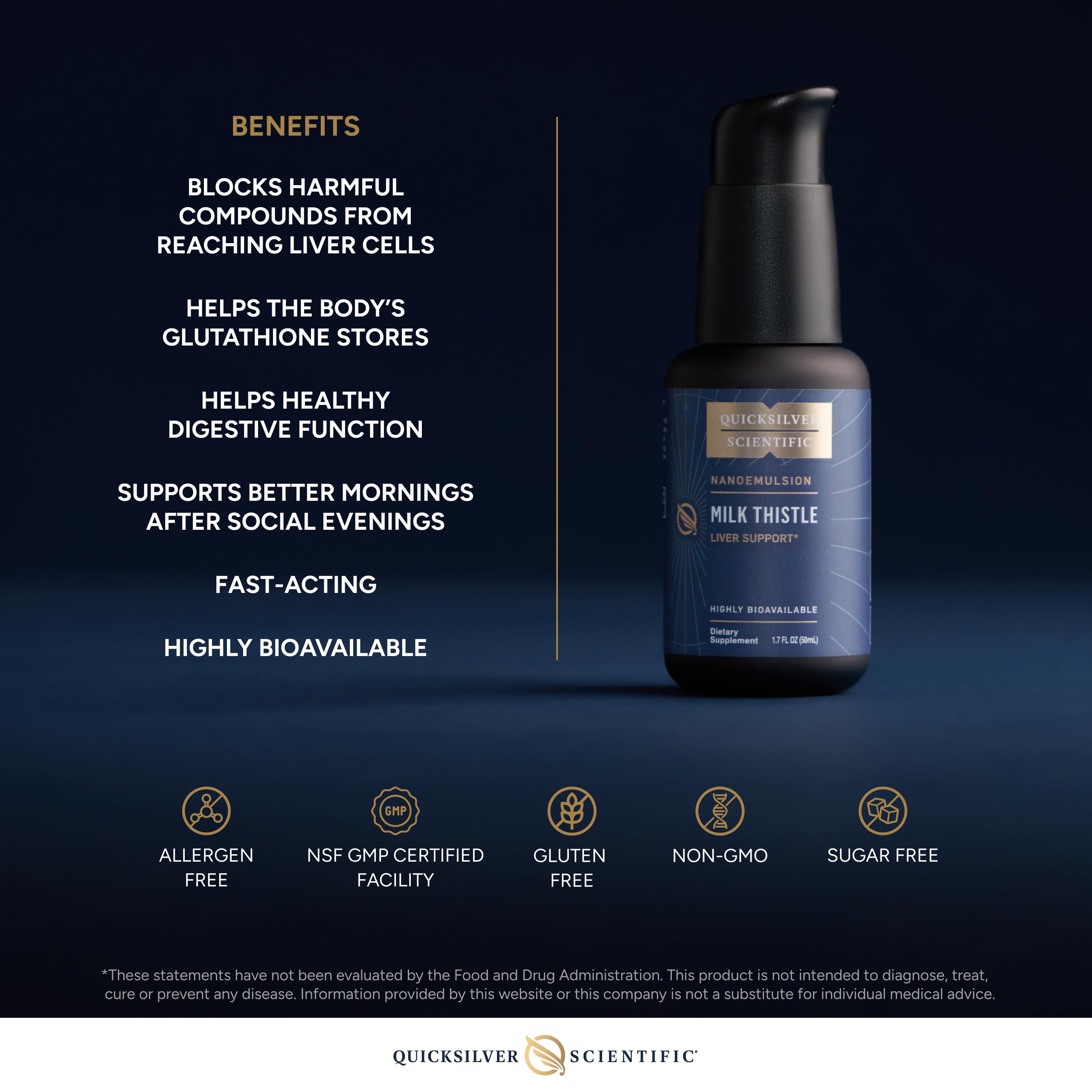 Quicksilver Scientific Nanoemulsified Milk Thistle - Silymarin Liquid with Liposome Delivery System - Immune, Detox + Liver Cleanse Support (1.7oz / 50ml) Quicksilver Scientific buy supplements canada