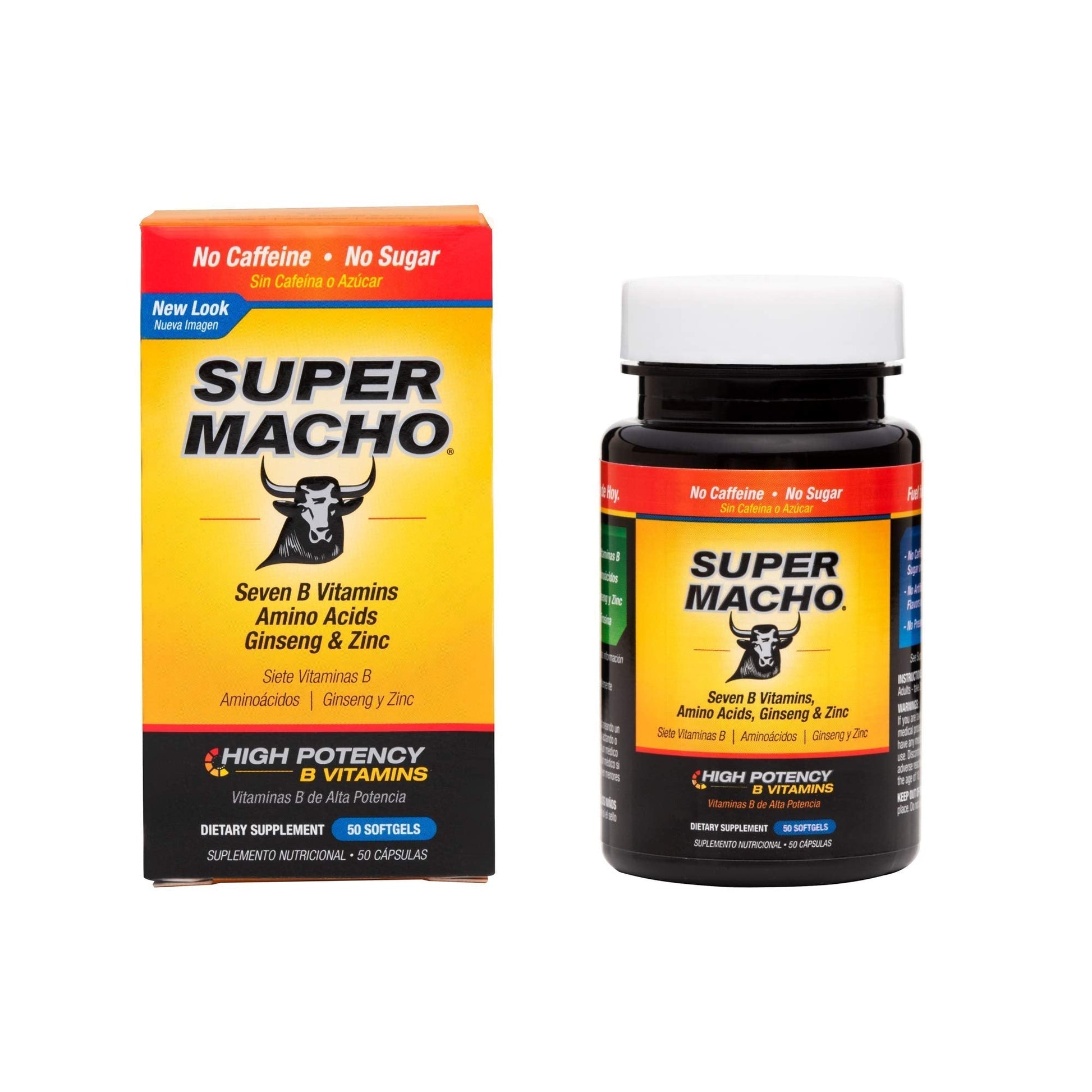 Super Macho Dietary Supplement with High Potency Zinc & 7 B Vitamins, No Preservatives, Sugar or Caffeine, Made in USA, 50 Softgels (3 Pack) Super Macho buy supplements canada