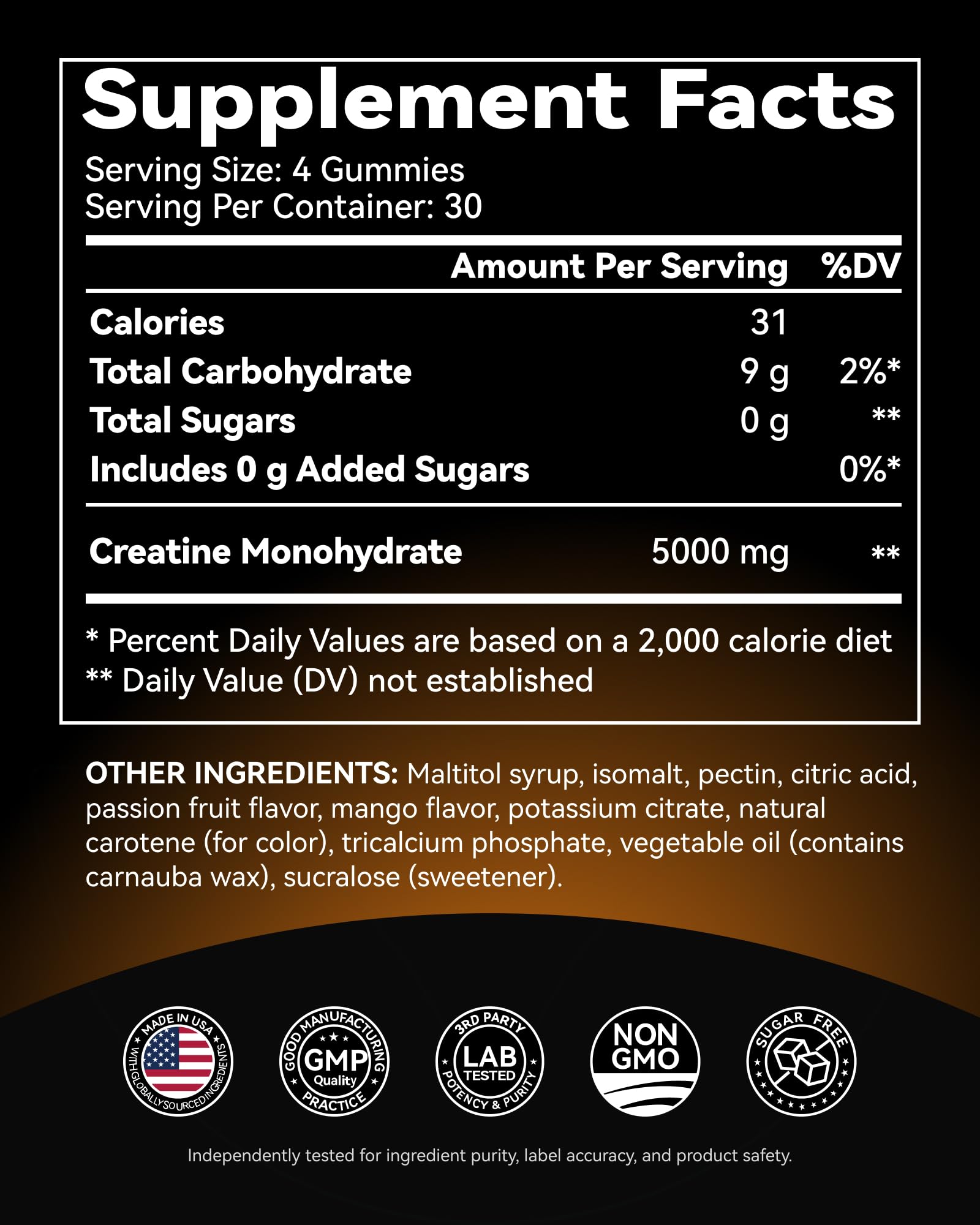 Inner Brightness Creatine Monohydrate Gummies for Men & Women 5000 mg, 3rd Party Tested, Creatine Chews for Muscle Growth, Strength & Energy Support, Sugar Free, Vegan, 120 Count, Mango Passionfruit Inner Brightness buy supplements canada