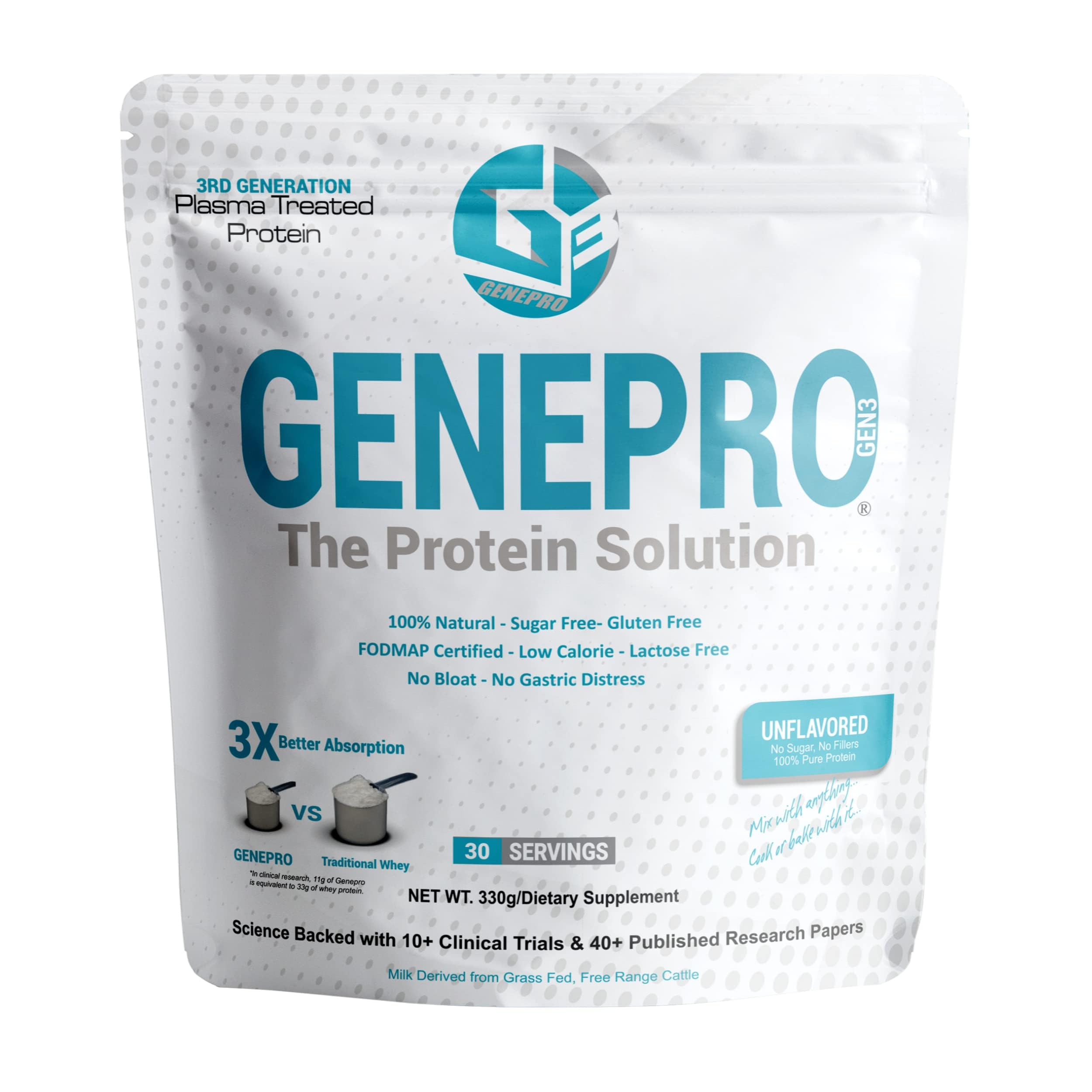 GENEPRO GEN. 3 Unflavored Protein Powder - New Formula - Lactose-Free, Gluten-Free, & Non-GMO Whey Isolate Supplement Shake (3rd Generation, 30 Servings) GENEPRO GEN. 3 buy supplements canada
