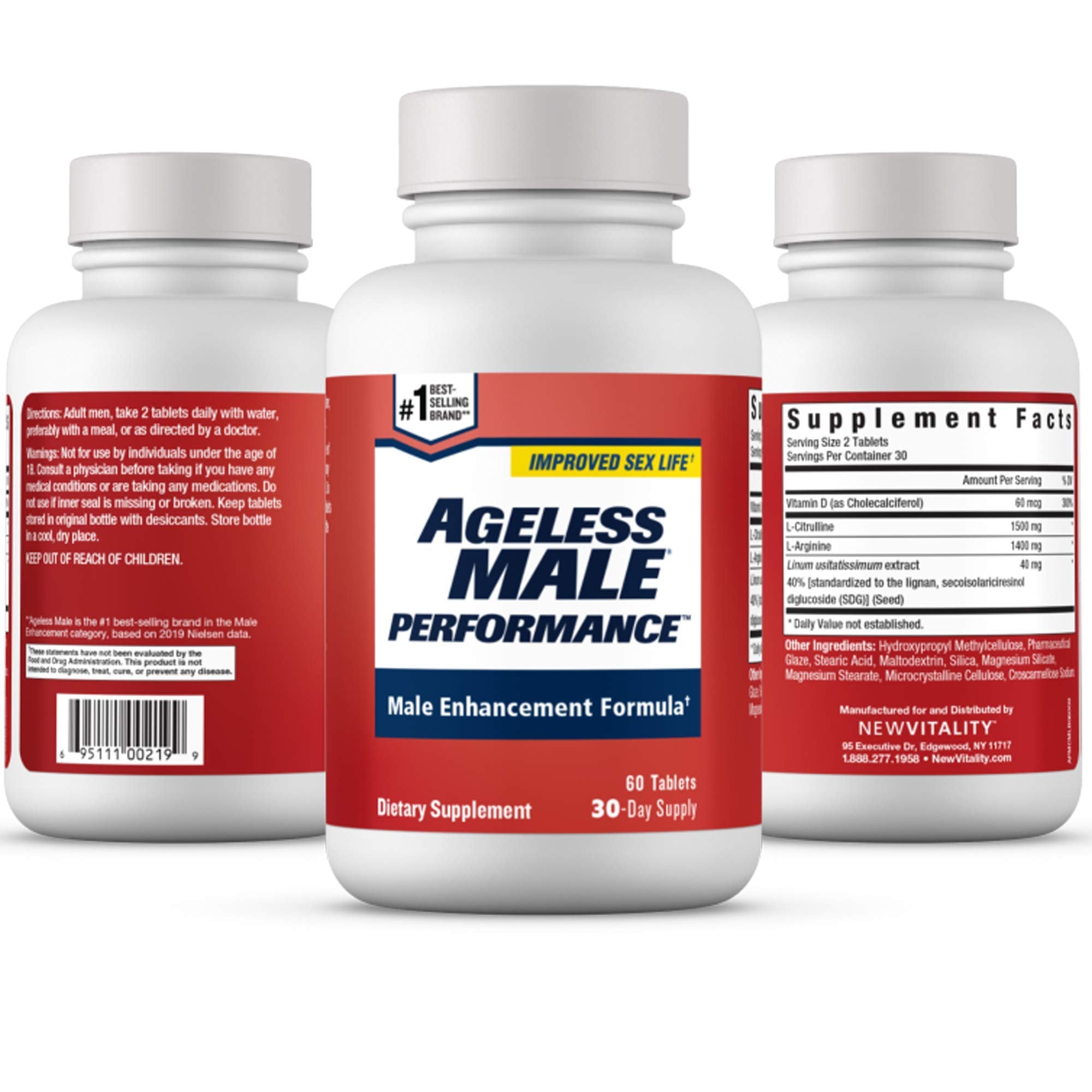 Ageless Male Performance Nitric Oxide Booster for Men - Promote Blood Circulation New Vitality buy supplements canada