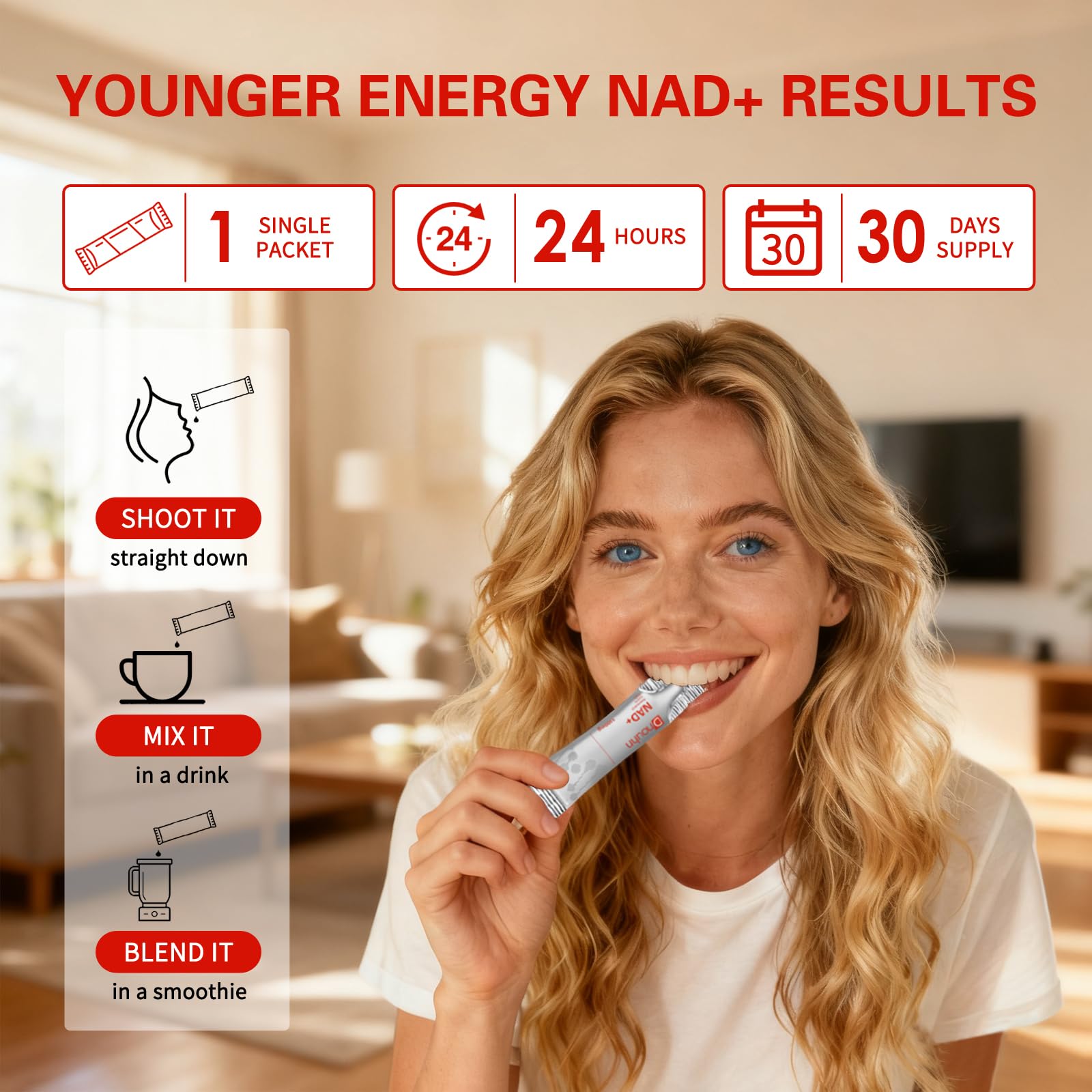 DNOUHN NAD Liquid Supplement 1500mg, Nicotinamide Riboside & Resveratrol with PQQ, NAD Supplement for Women & Men, Boosts Cellular Energy, Anti-Aging, Immune, Focus, 30 Packets DNOUHN buy supplements canada