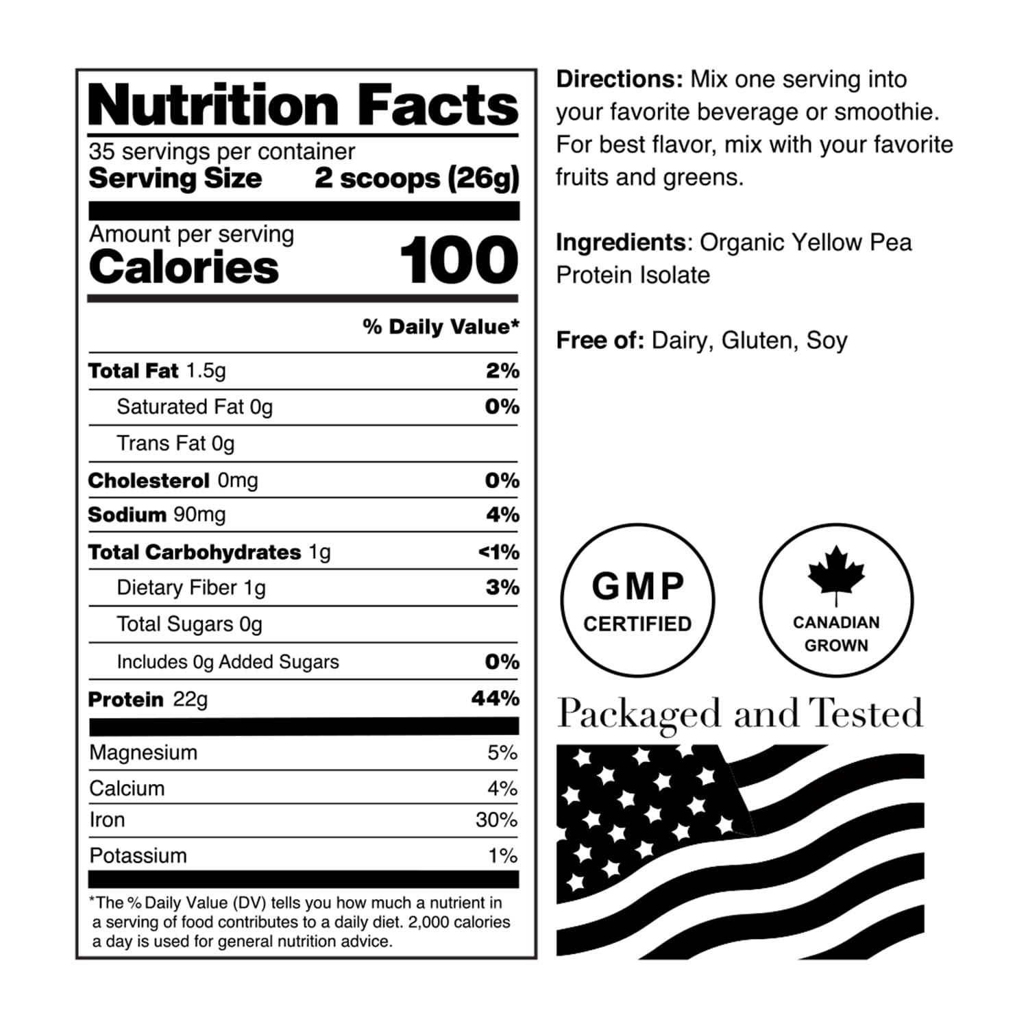 NorCal Organic - Premium Pea Protein Isolate - 100% Vegan and Organic - UNFLAVORED - 2 Pounds (Pack of 1) - 35 Servings NorCal Organic buy supplements canada