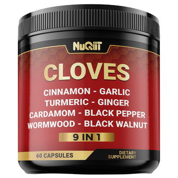 9in1 Clove Supplement Rich in Vitamins & Minerals for Digestive, Immune System, Bone & Heart Health with Cinnamon, Turmeric, Ginger, Cardamom, Garlic, Wormwood, Black Walnut - 60 Capsules - 30 Days NUQIIT buy supplements canada
