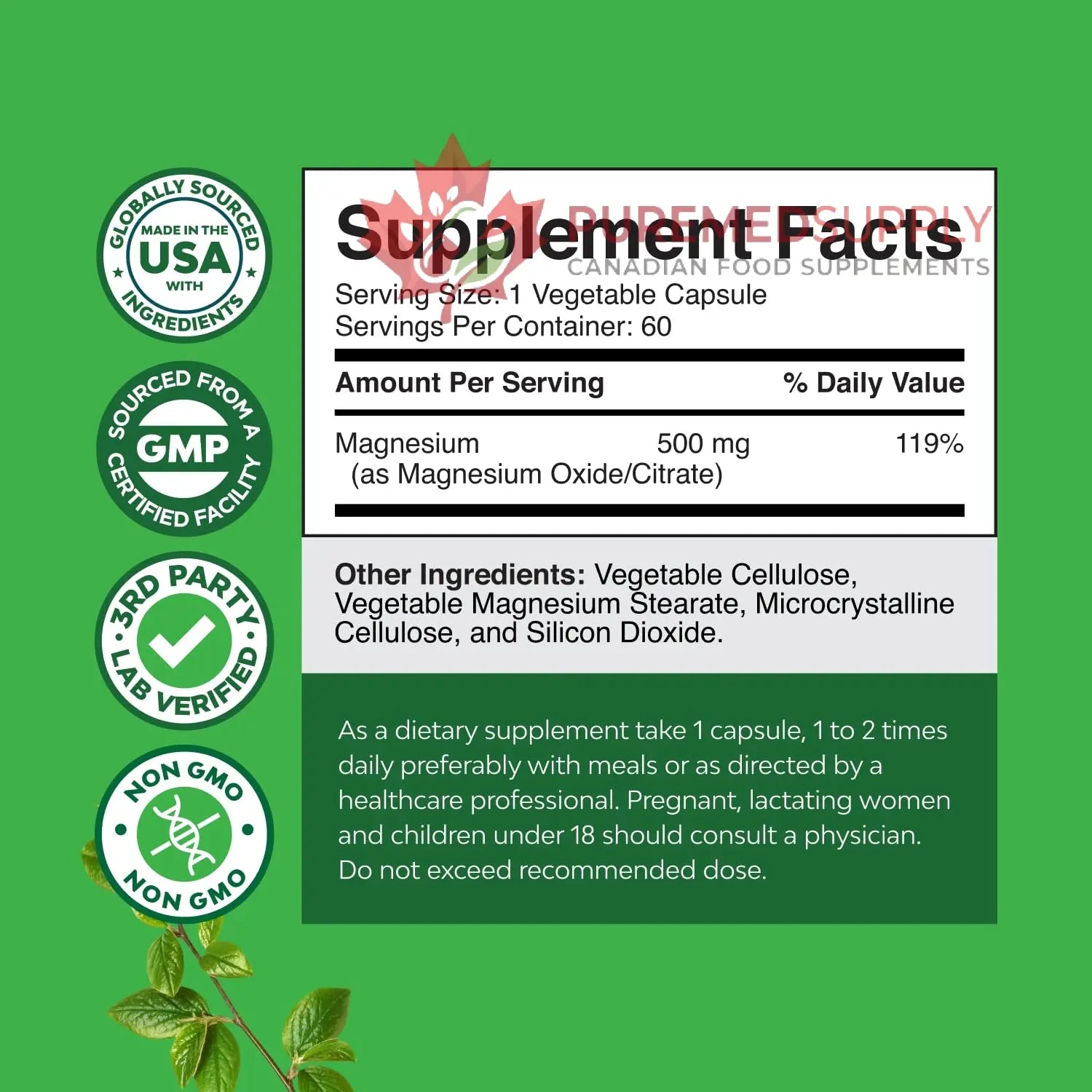 High Absorption Magnesium Complex Supplement - Magnesium Oxide 500mg with Citrate 500mg for Sleep and Mood Support - Pure Citrate per Serving for Muscle Stomach and Digestion - 60 Count Natures Craft buy supplements canada
