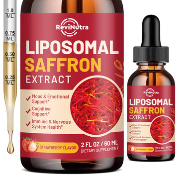 Saffron Supplements - 88.5mg Saffron Extract Liposomal Liquid Drops with Magnesium, Zinc, Ashwagandha, L-Theanine, Vitamin B6, D3 for Antioxidant Mood Energy Vision & Focus, Strawberry Flavor 2 Fl Oz ReviNutra buy supplements canada