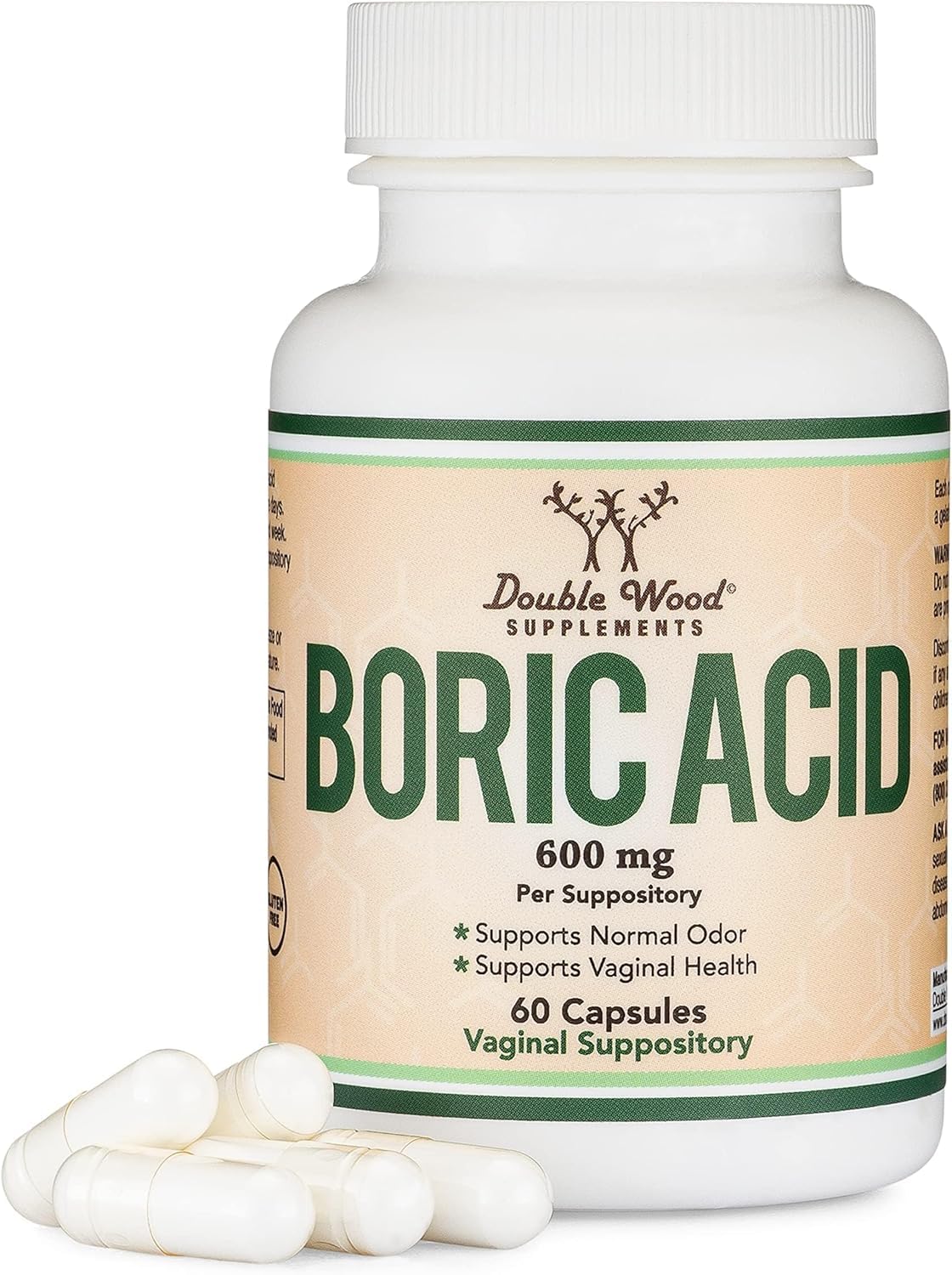 Boric Acid Suppositories 60 Count, Supports Women Health (Easy Dissolve, Third Party Tested) by Double Wood Double Wood Supplements buy supplements canada