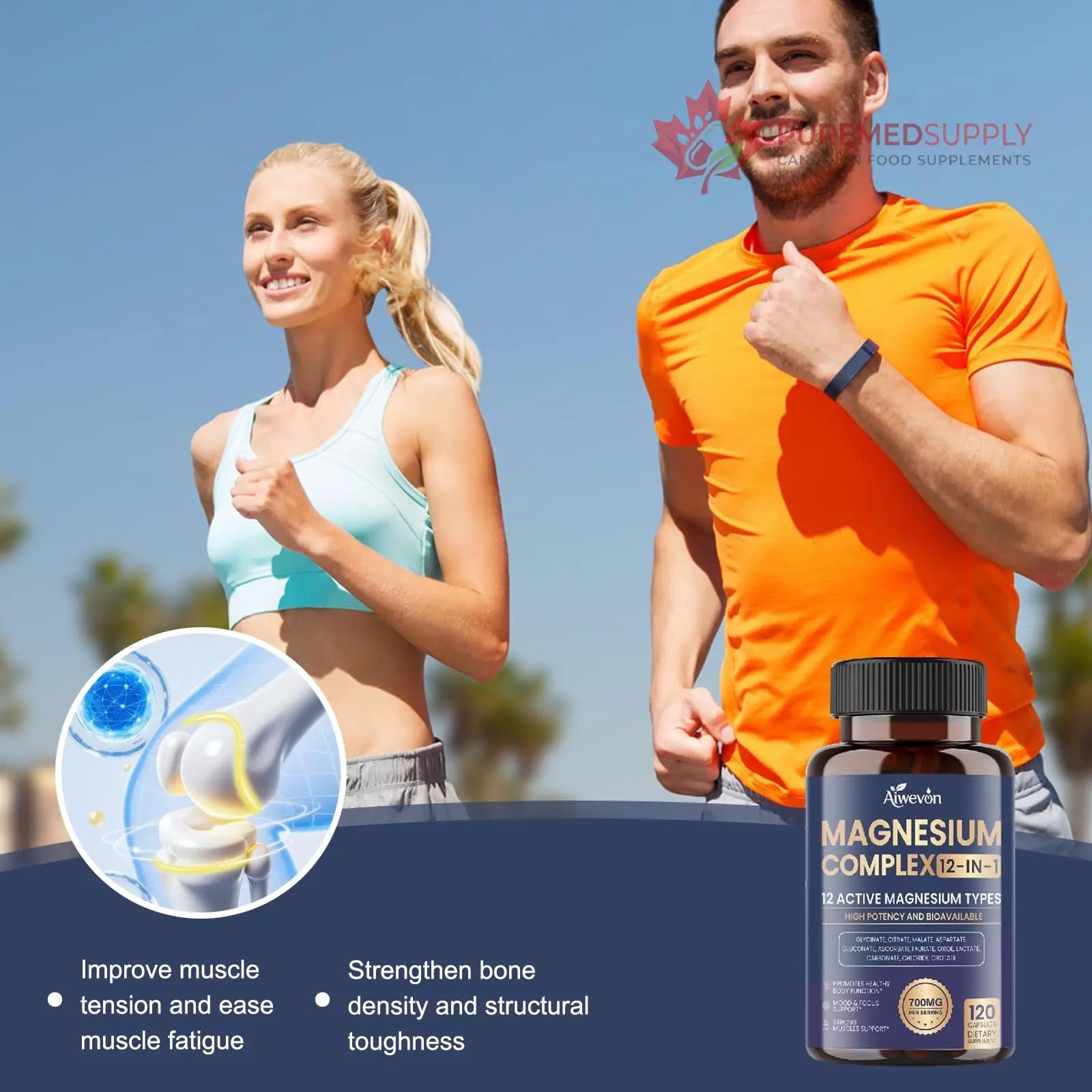 Magnesium Complex 700mg, 12 in 1 Magnesium Supplement with Glycinate, Citrate, Malate, Oxide, Taurate & Orotate, High Absorption Magnesium for Sleep, Muscle, Nerve & Heart Support, Vegan, 120 Capsules Aiwevon buy supplements canada
