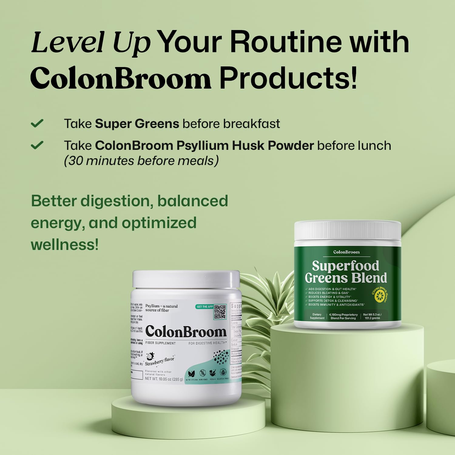 ColonBroom Superfood Greens Powder Supplement | Super Greens Juice Powder with Probiotics, Prebiotics, Spirulina & Chlorella | Natural for Energy, Immunity, Digestion & Detox Support | 28 Servings ColonBroom buy supplements canada